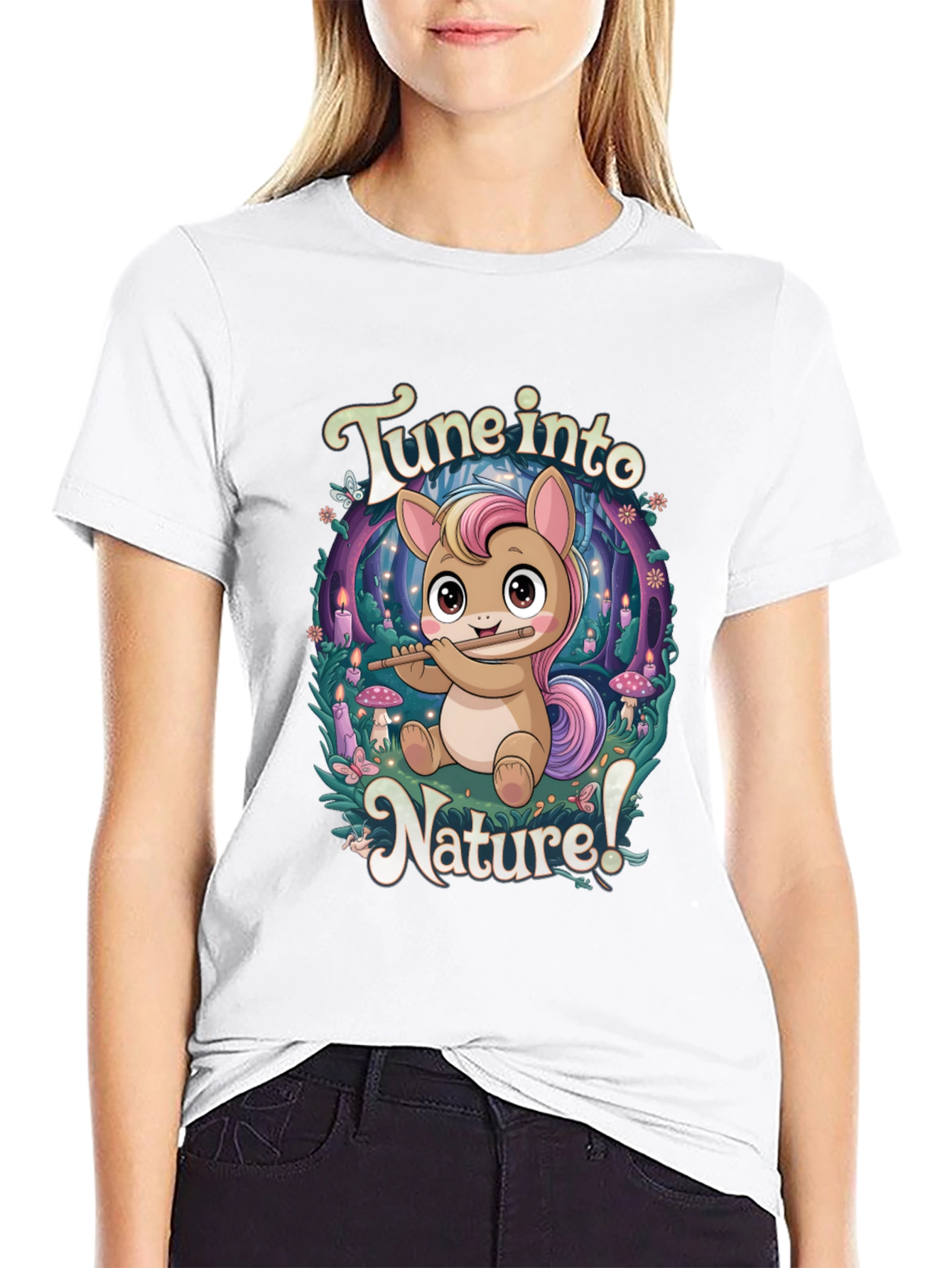 Tune Into Nature Black Graphic T-Shirt