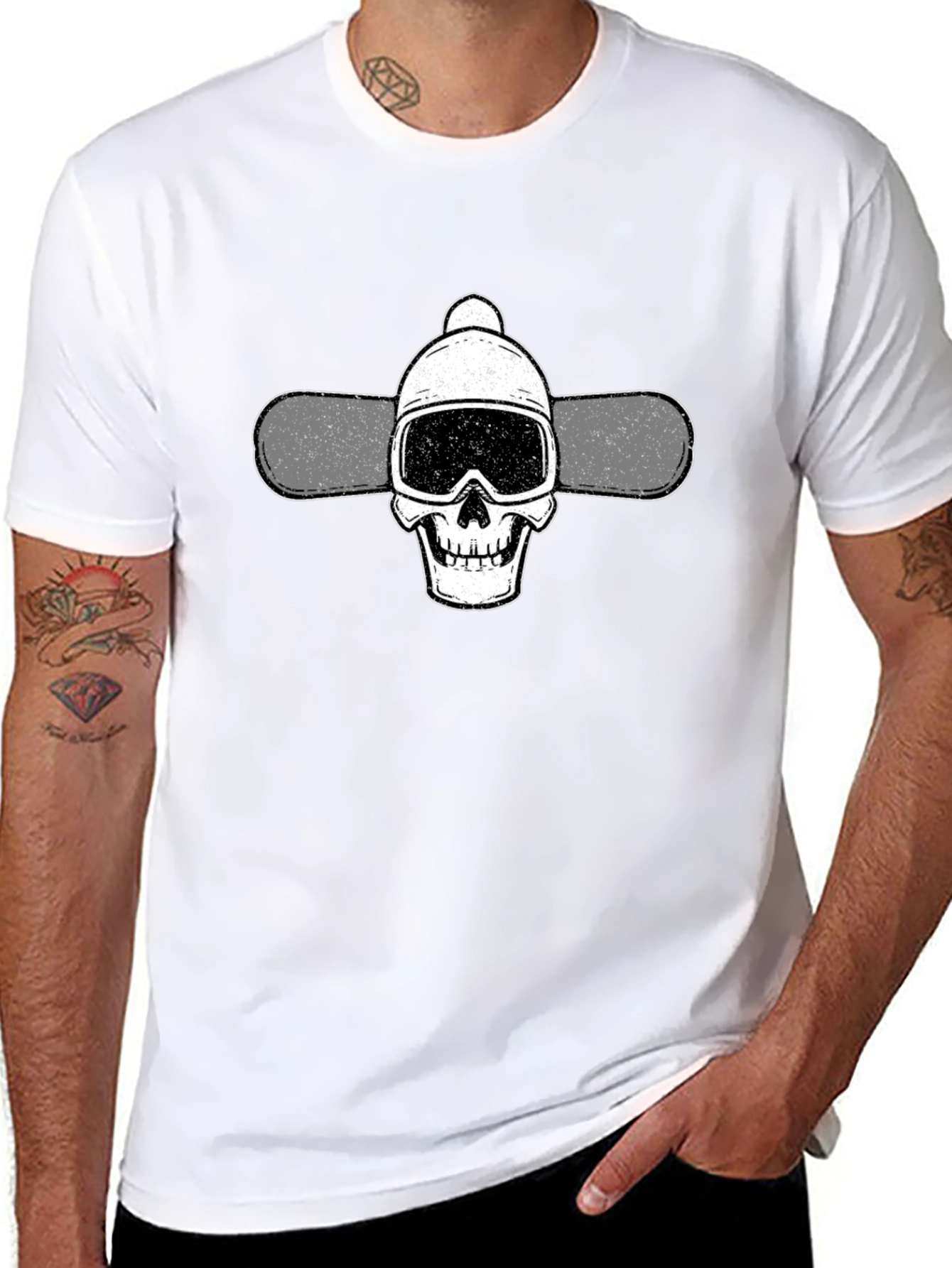 Skull Snowboard T-Shirt - Cool Winter Sports Tee
