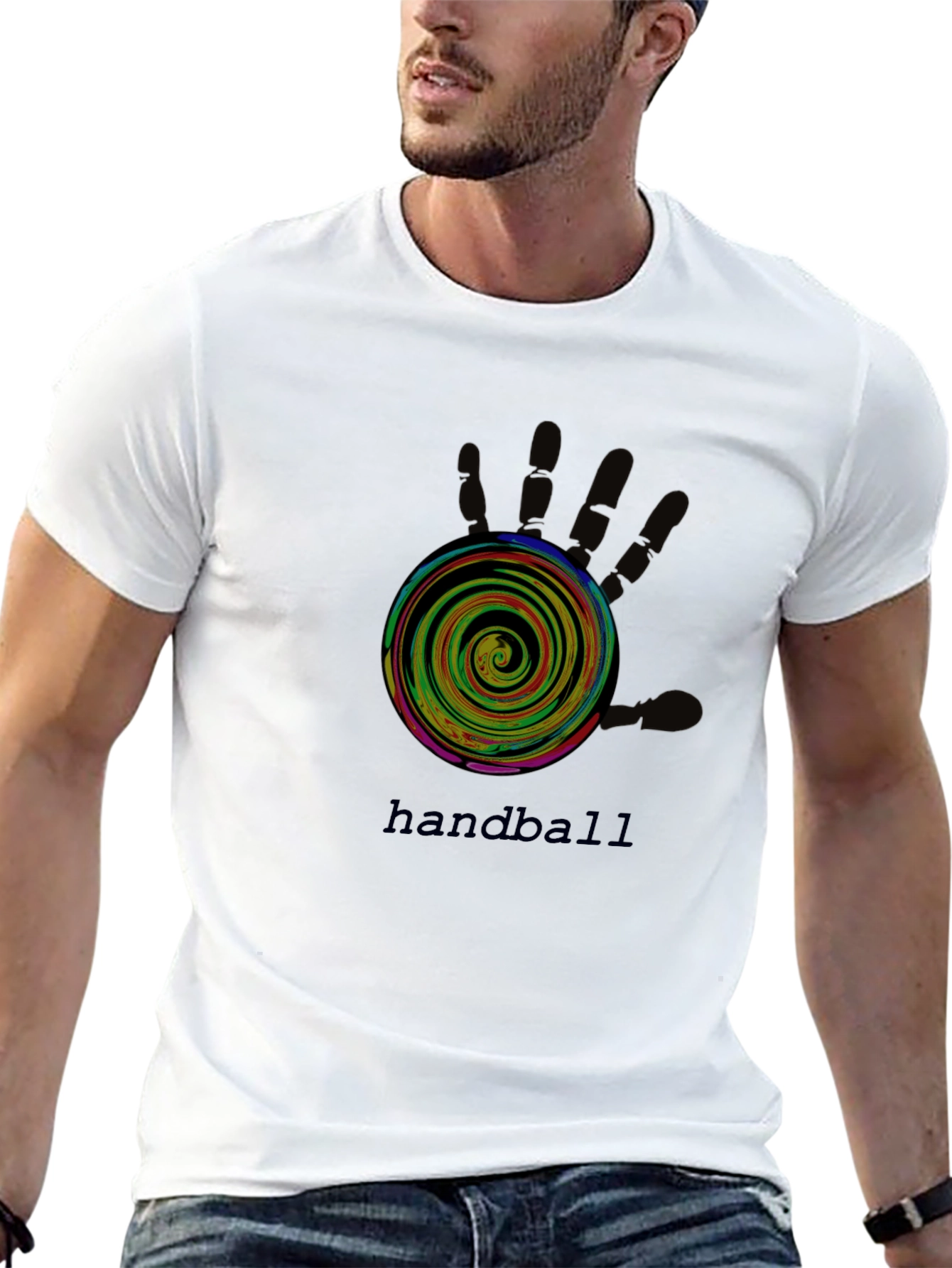 Handball Graphic Tee - Black Cotton T-Shirt
