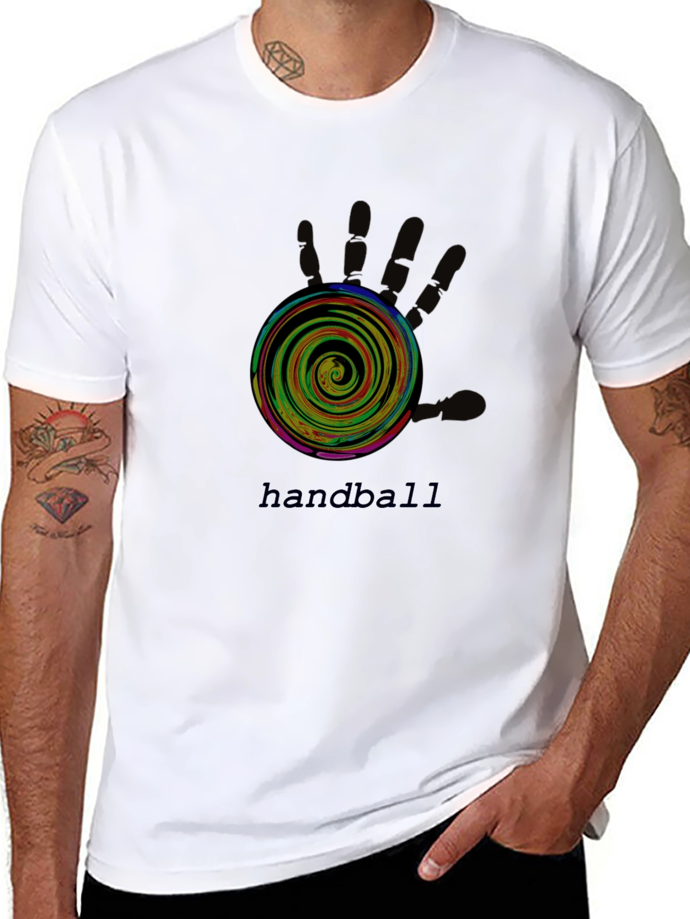 Handball Graphic Tee - Black Cotton T-Shirt