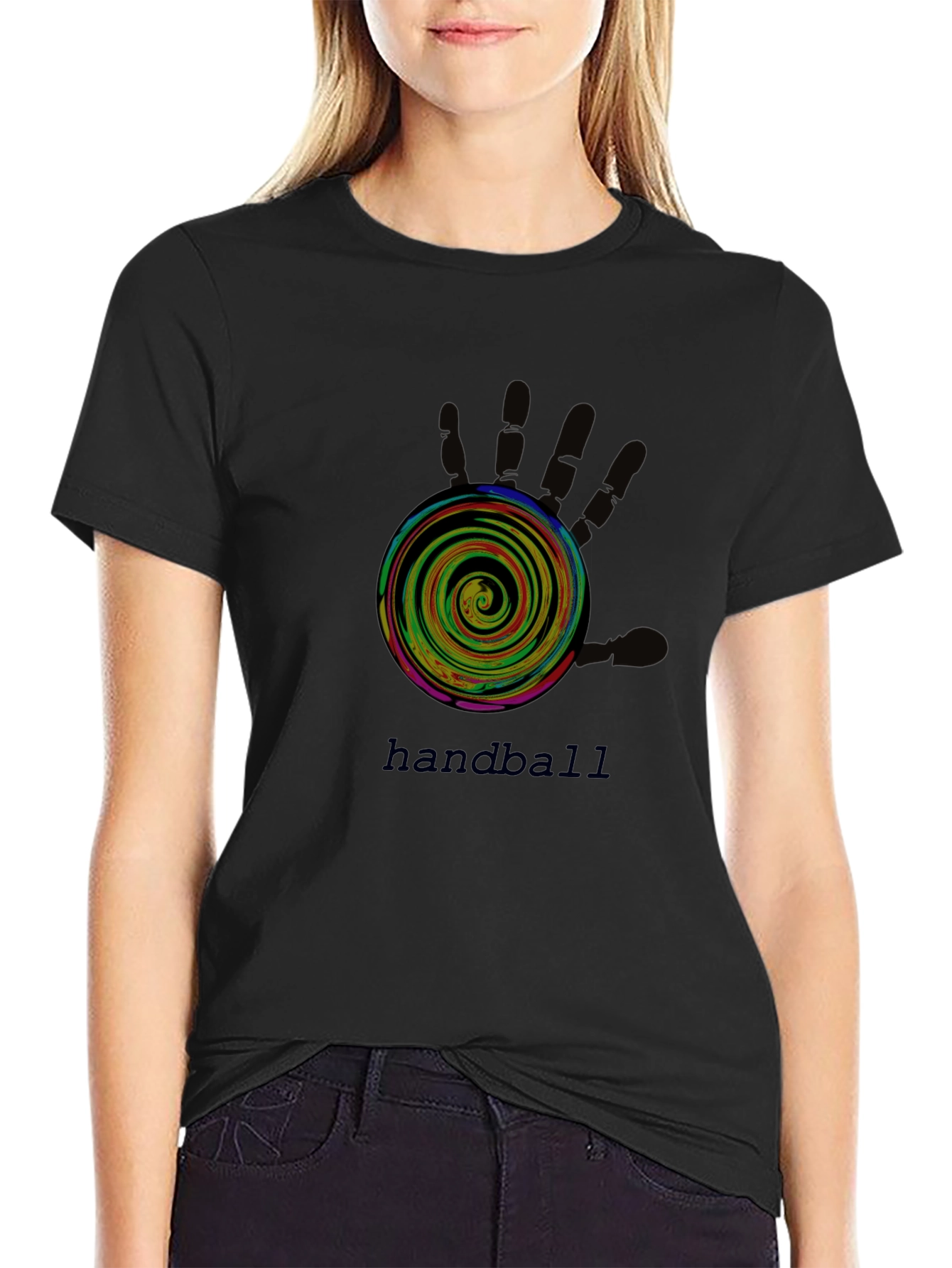 Handball Graphic Tee - Black Cotton T-Shirt