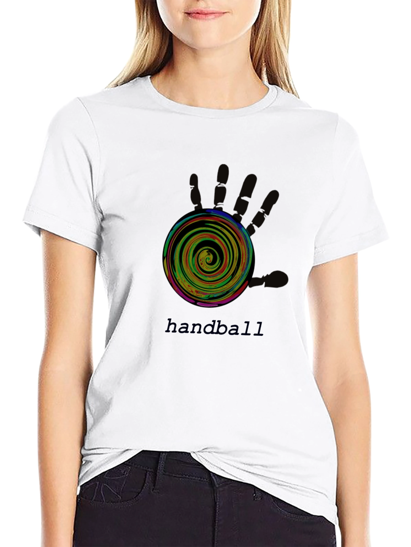 Handball Graphic Tee - Black Cotton T-Shirt