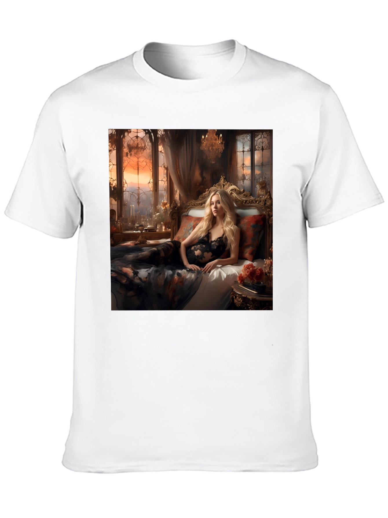 Romantic Woman in Lingerie Graphic Tee