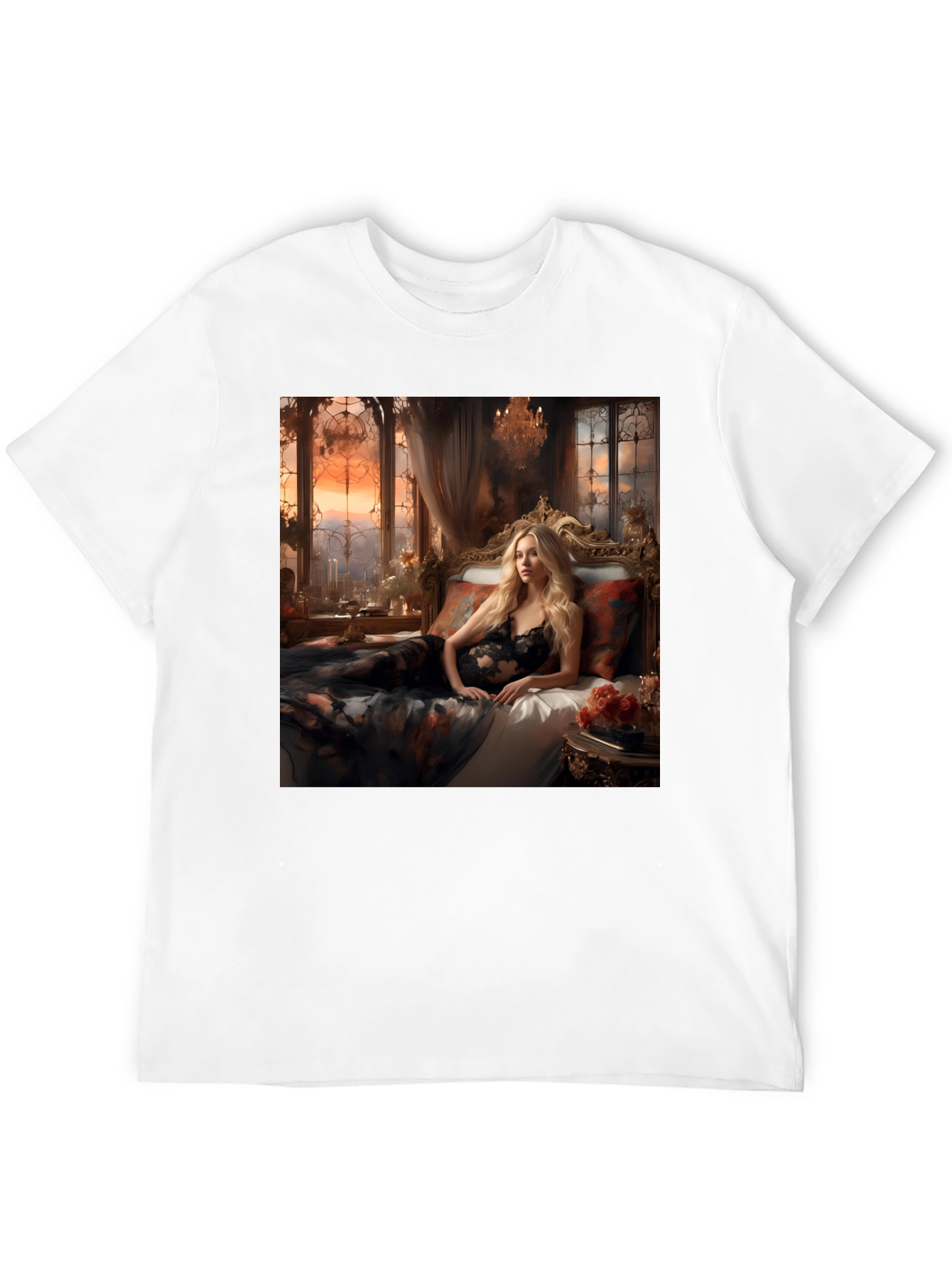 Romantic Woman in Lingerie Graphic Tee