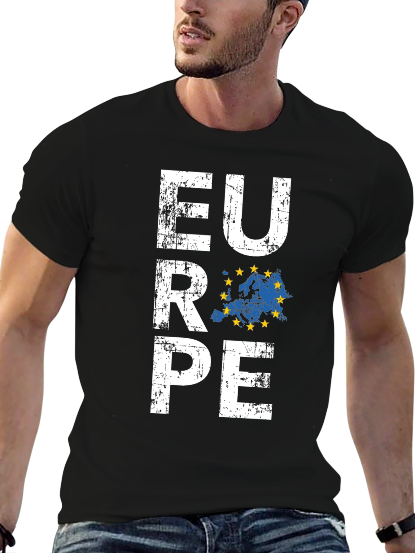 Europe Map Graphic Tee - Black Unisex T-Shirt