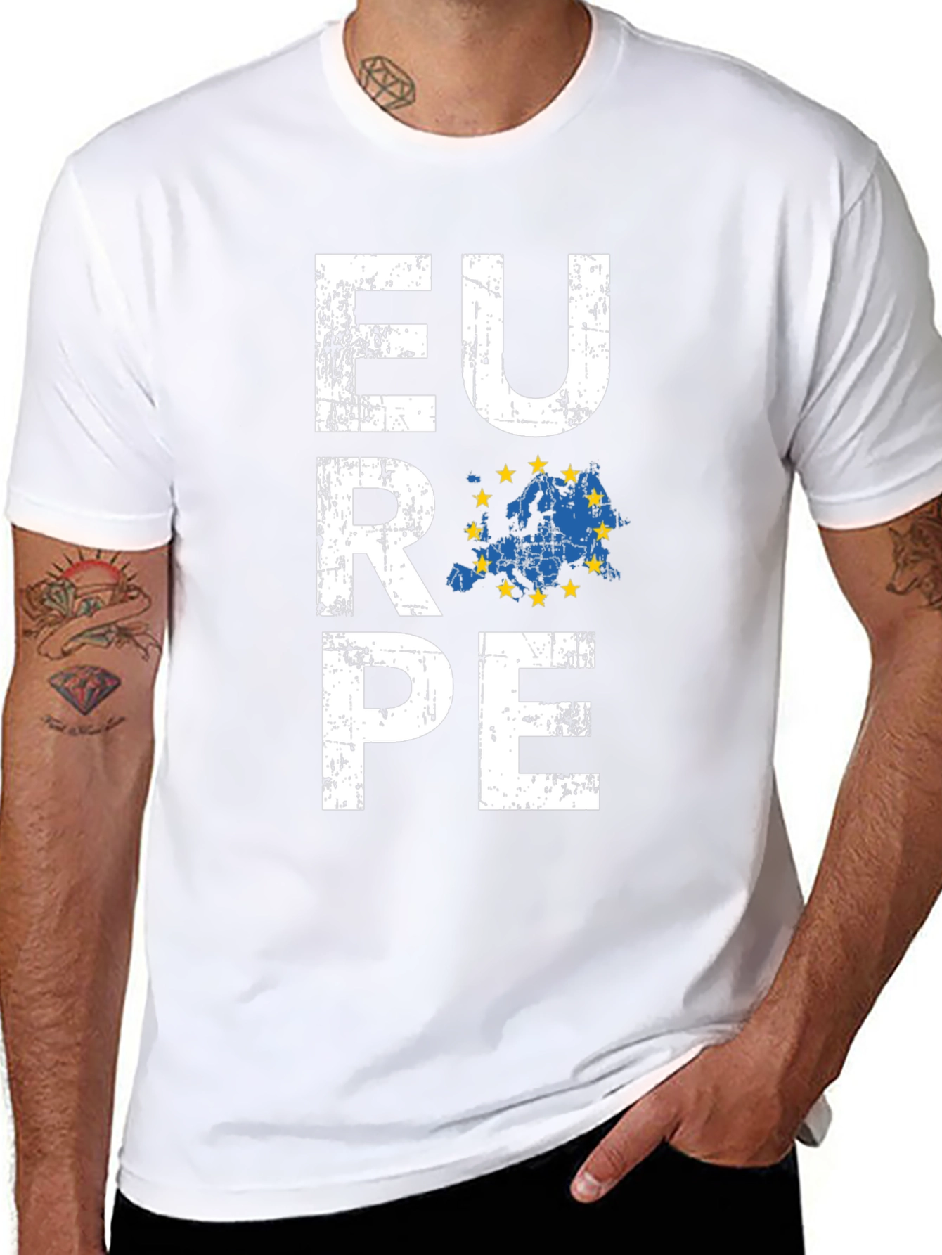 Europe Map Graphic Tee - Black Unisex T-Shirt