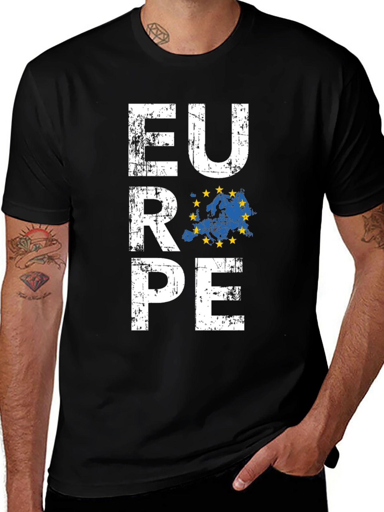 Europe Map Graphic Tee - Black Unisex T-Shirt