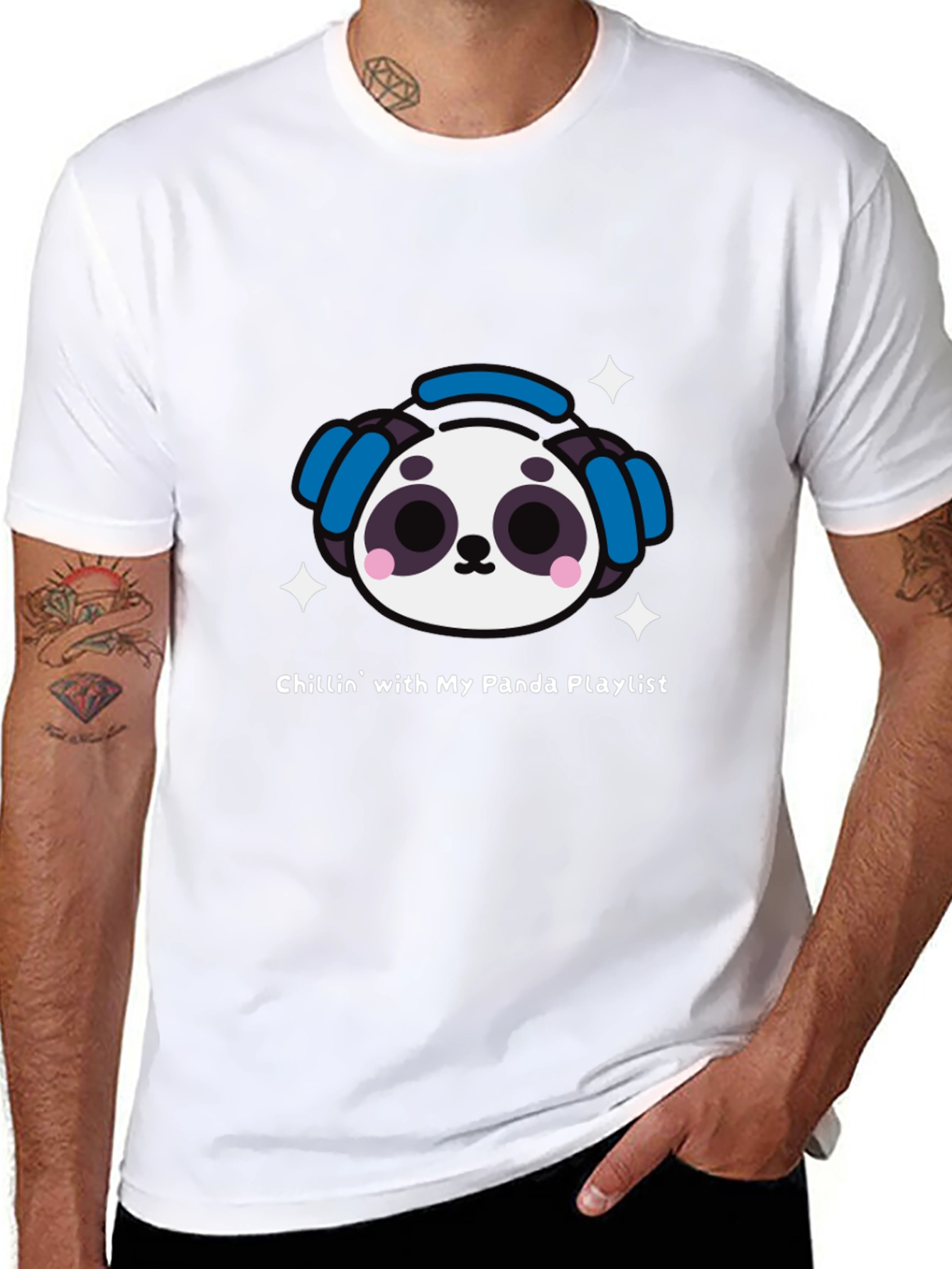 Chillin Panda Playlist Black T-Shirt