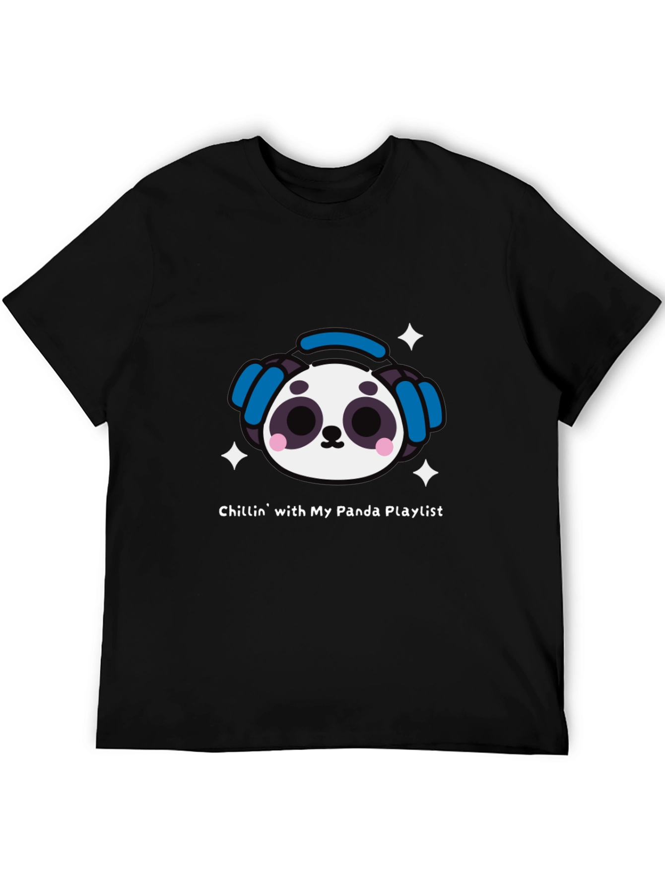 Chillin Panda Playlist Black T-Shirt