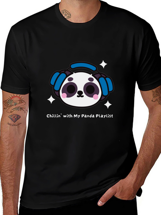 Chillin Panda Playlist Black T-Shirt