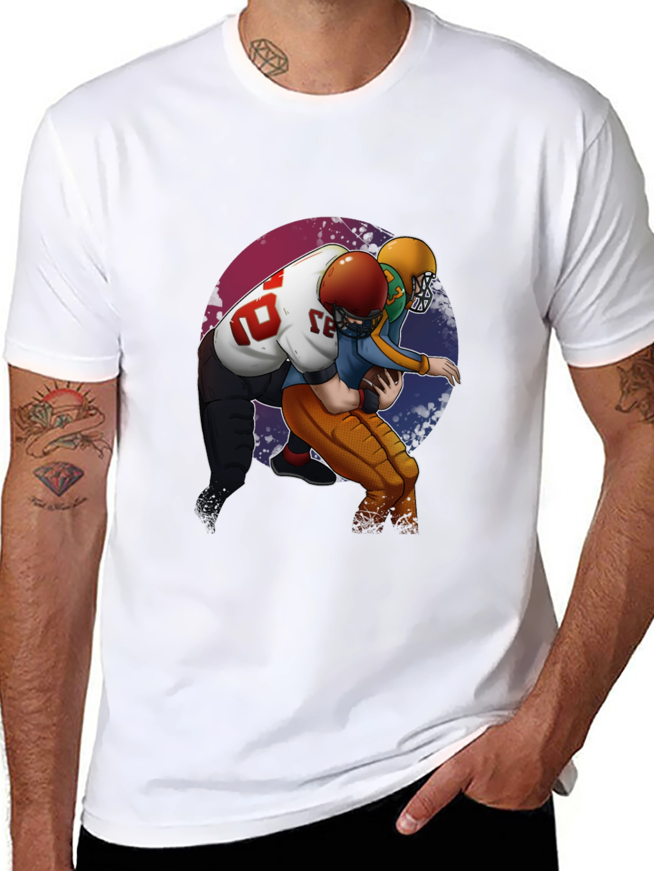 Football Players T-Shirt - Black Graphic Tee