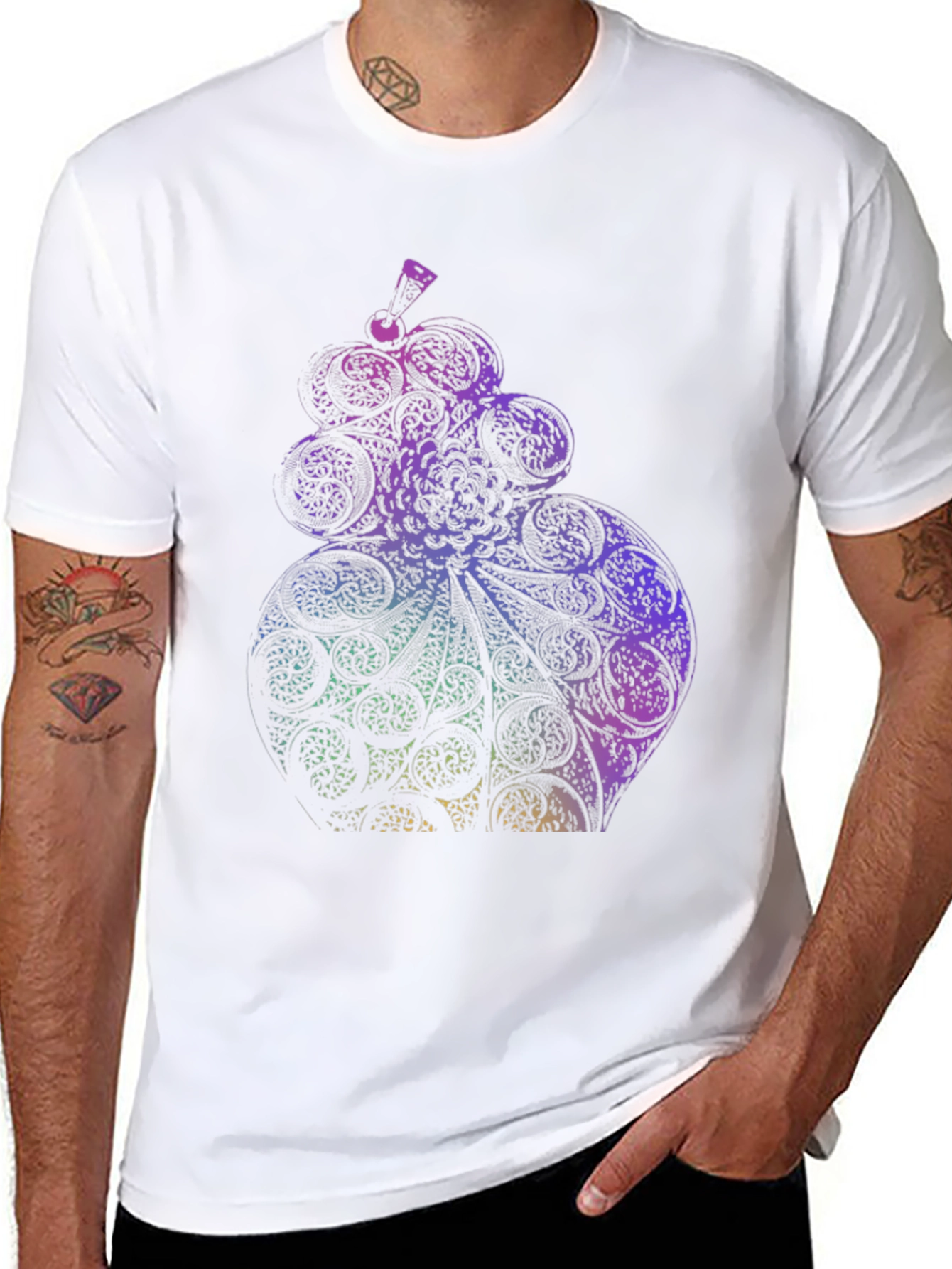 Abstract Ornate Design Black T-Shirt