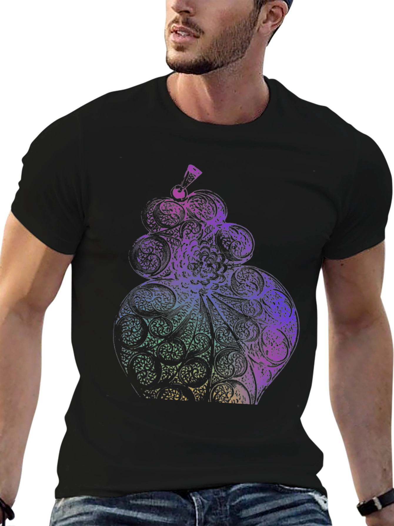 Abstract Ornate Design Black T-Shirt