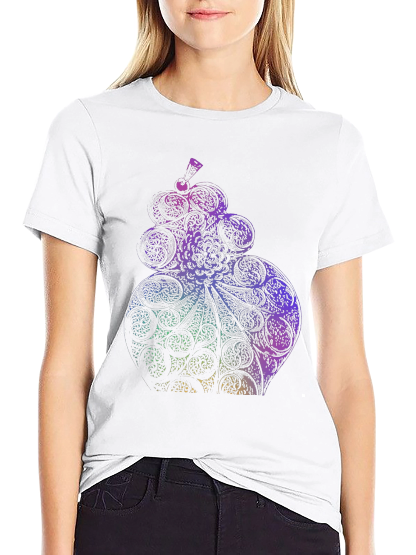 Abstract Ornate Design Black T-Shirt