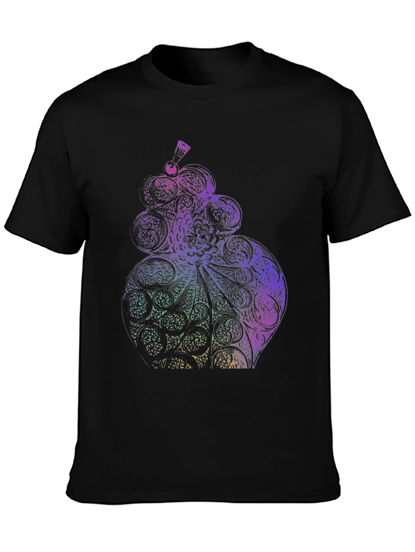 Abstract Ornate Design Black T-Shirt