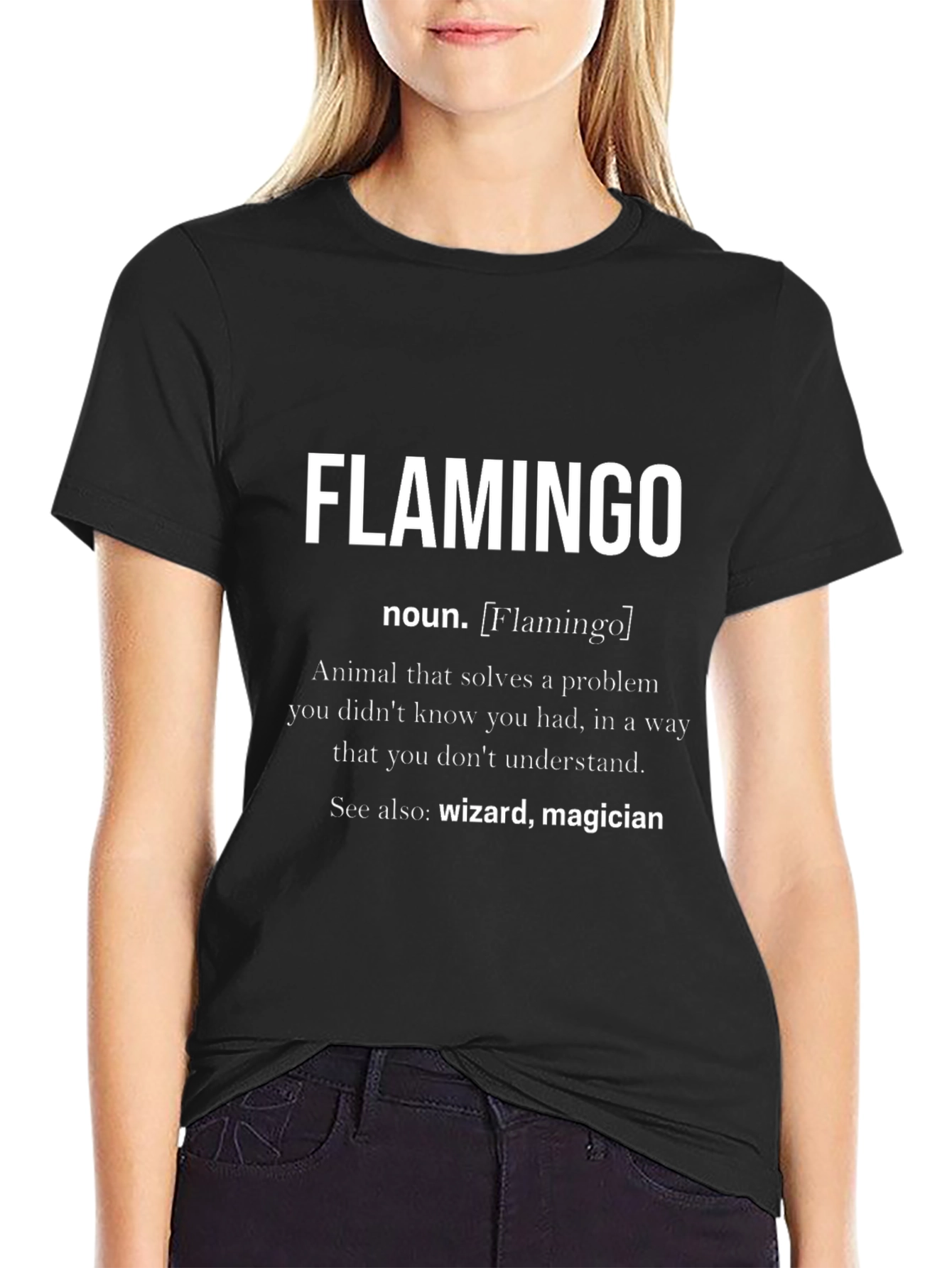 Funny Flamingo Definition Black T-Shirt