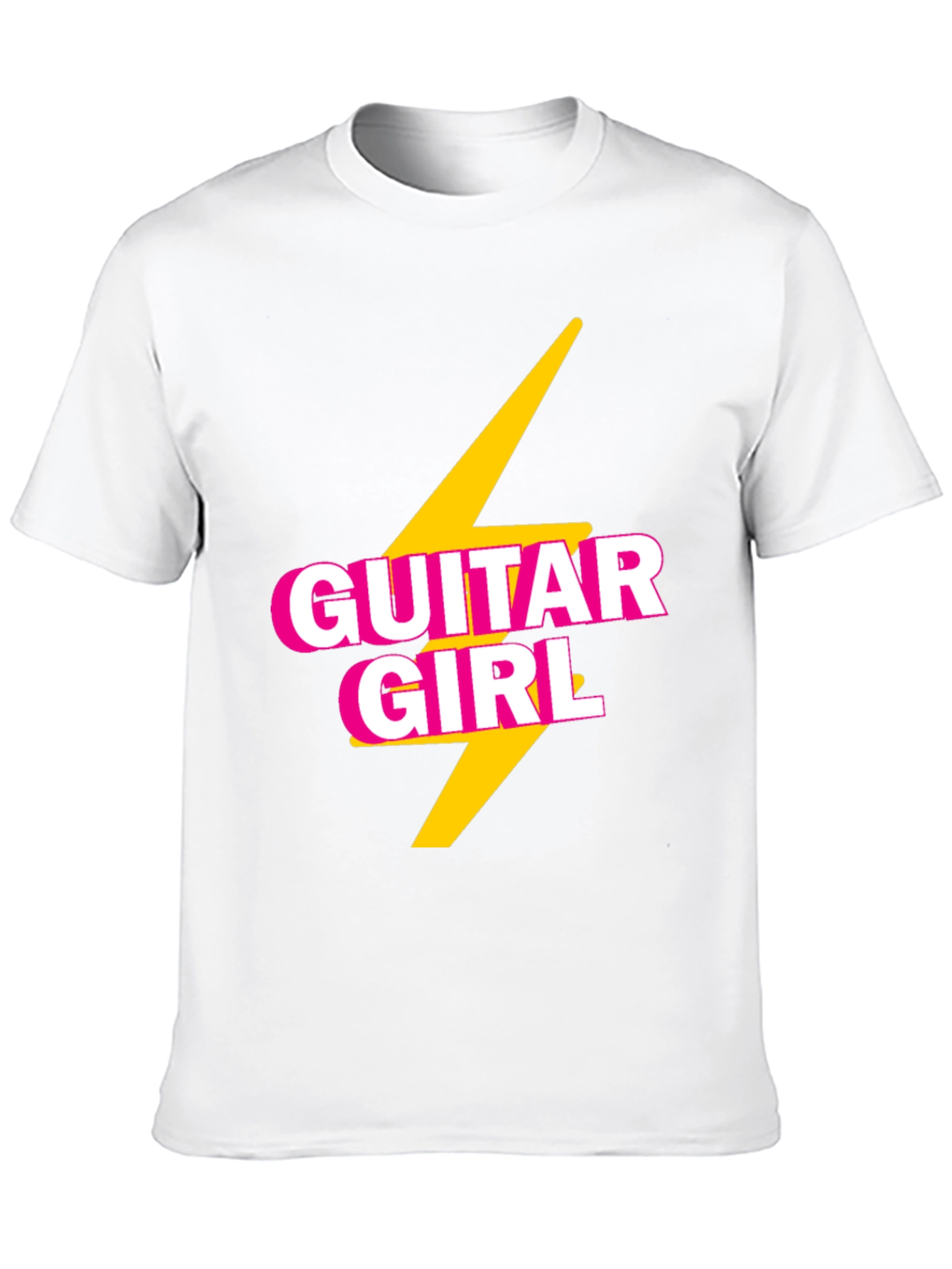 Guitar Girl Tee - Retro Lightning Bolt Design