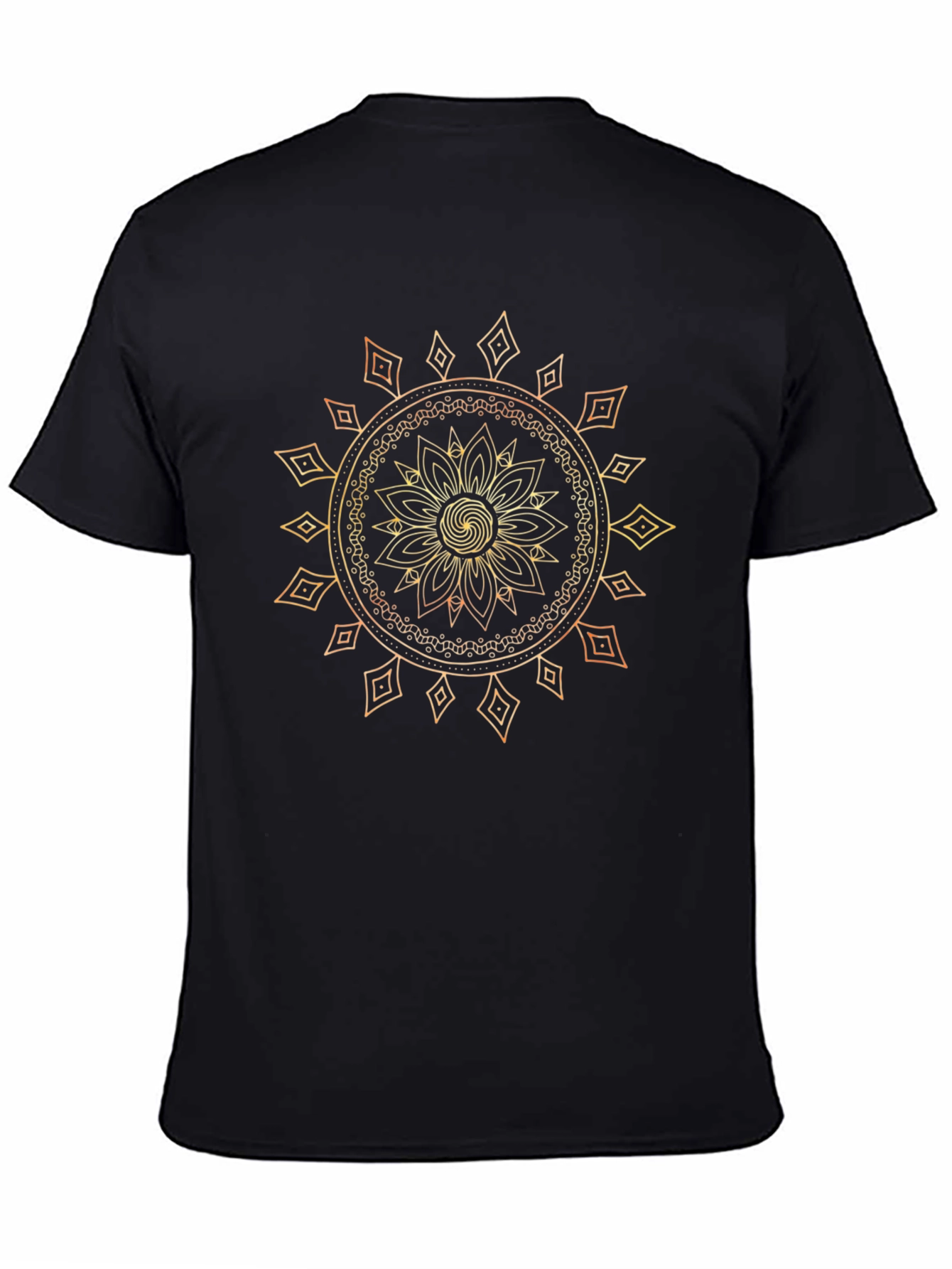 Geometric Mandala Graphic Black T-Shirt