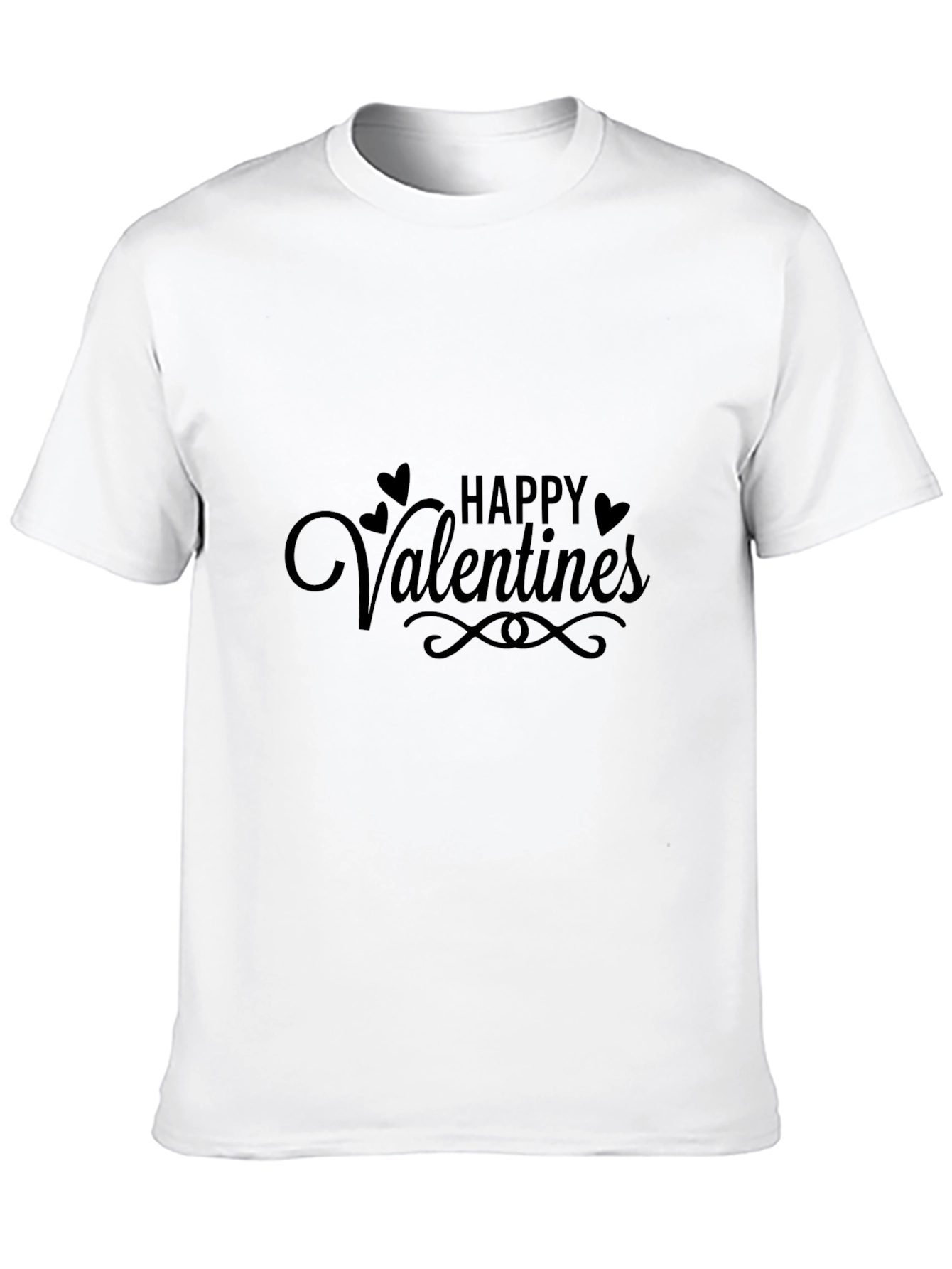Happy Valentines T-Shirt - Black Crew Neck