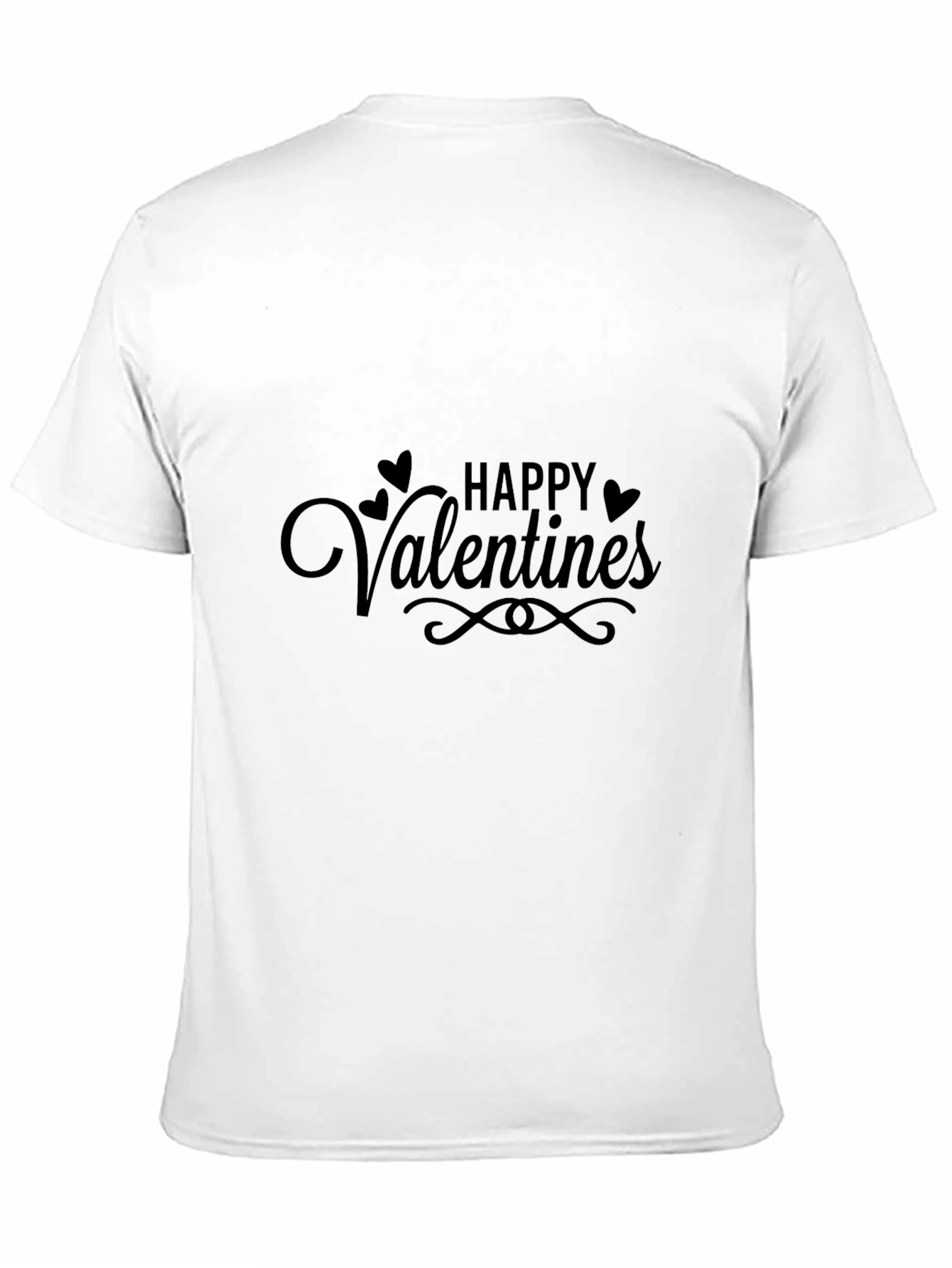 Happy Valentines T-Shirt - Black Crew Neck