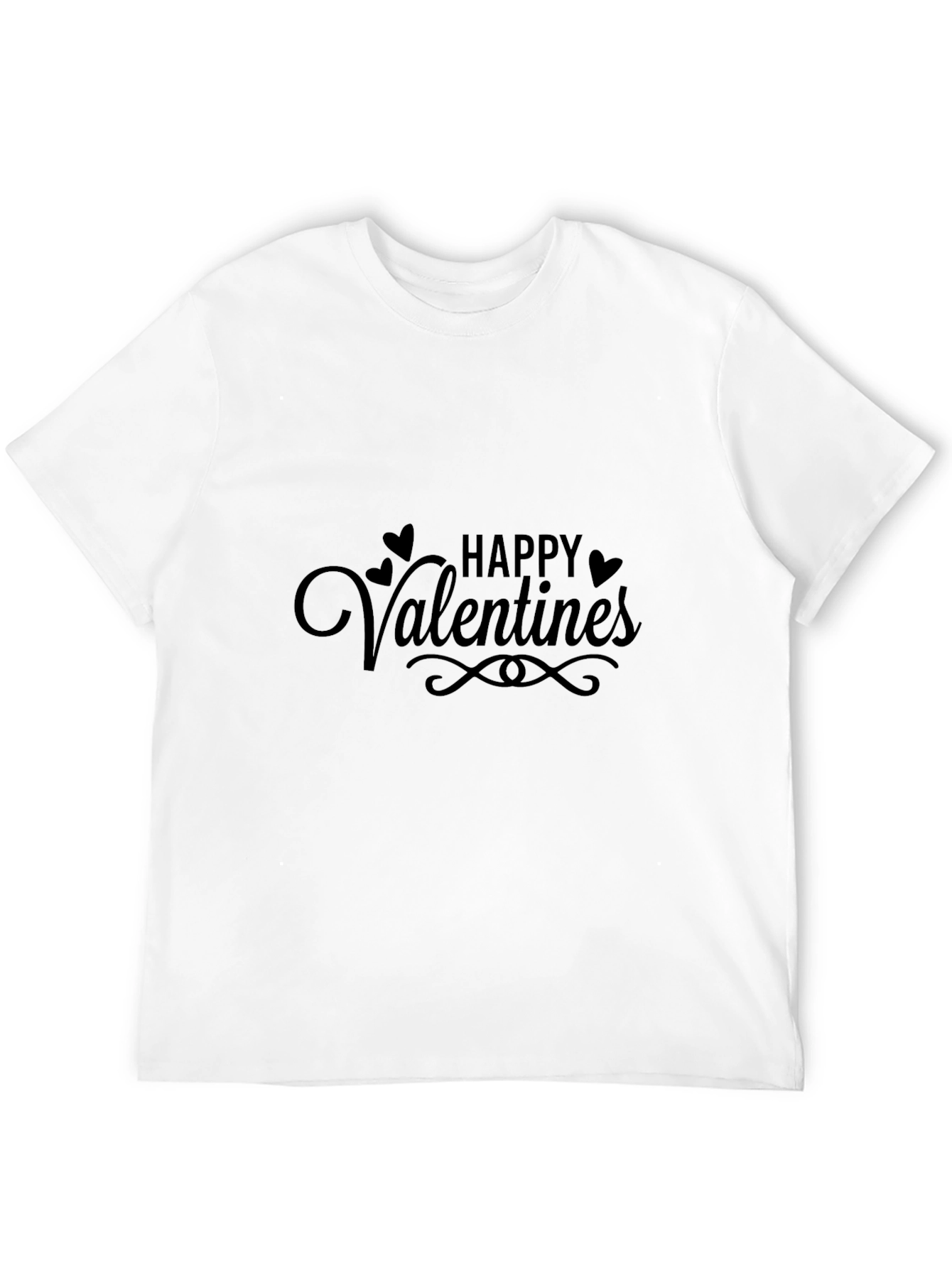 Happy Valentines T-Shirt - Black Crew Neck