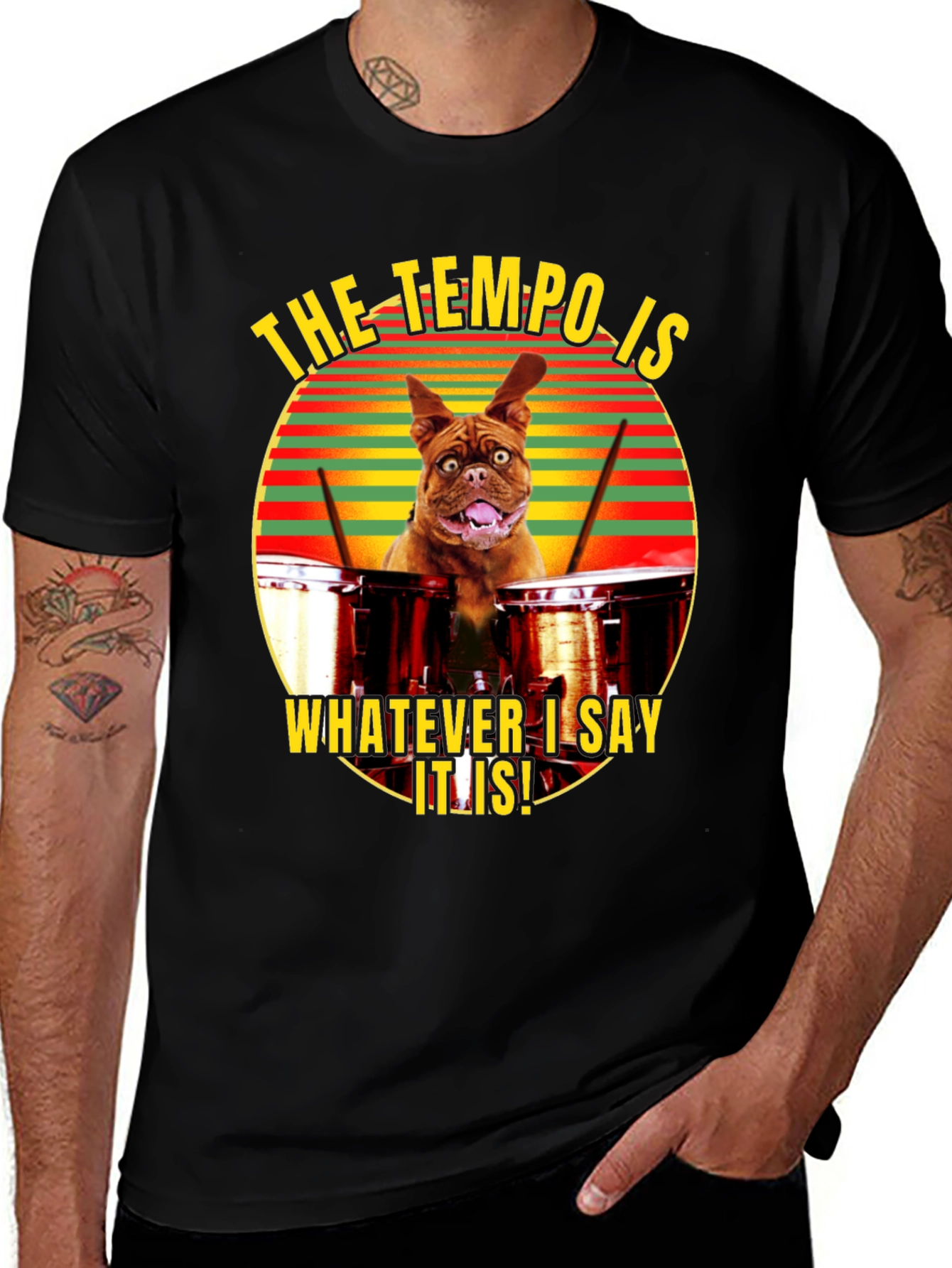 Tempo Dog Drummer Graphic T-Shirt