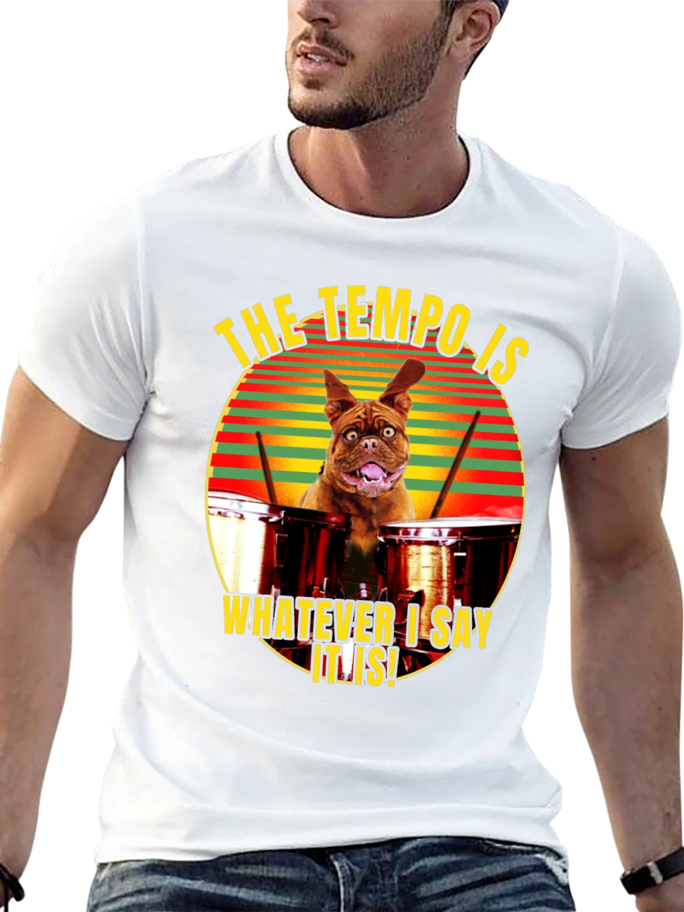 Tempo Dog Drummer Graphic T-Shirt
