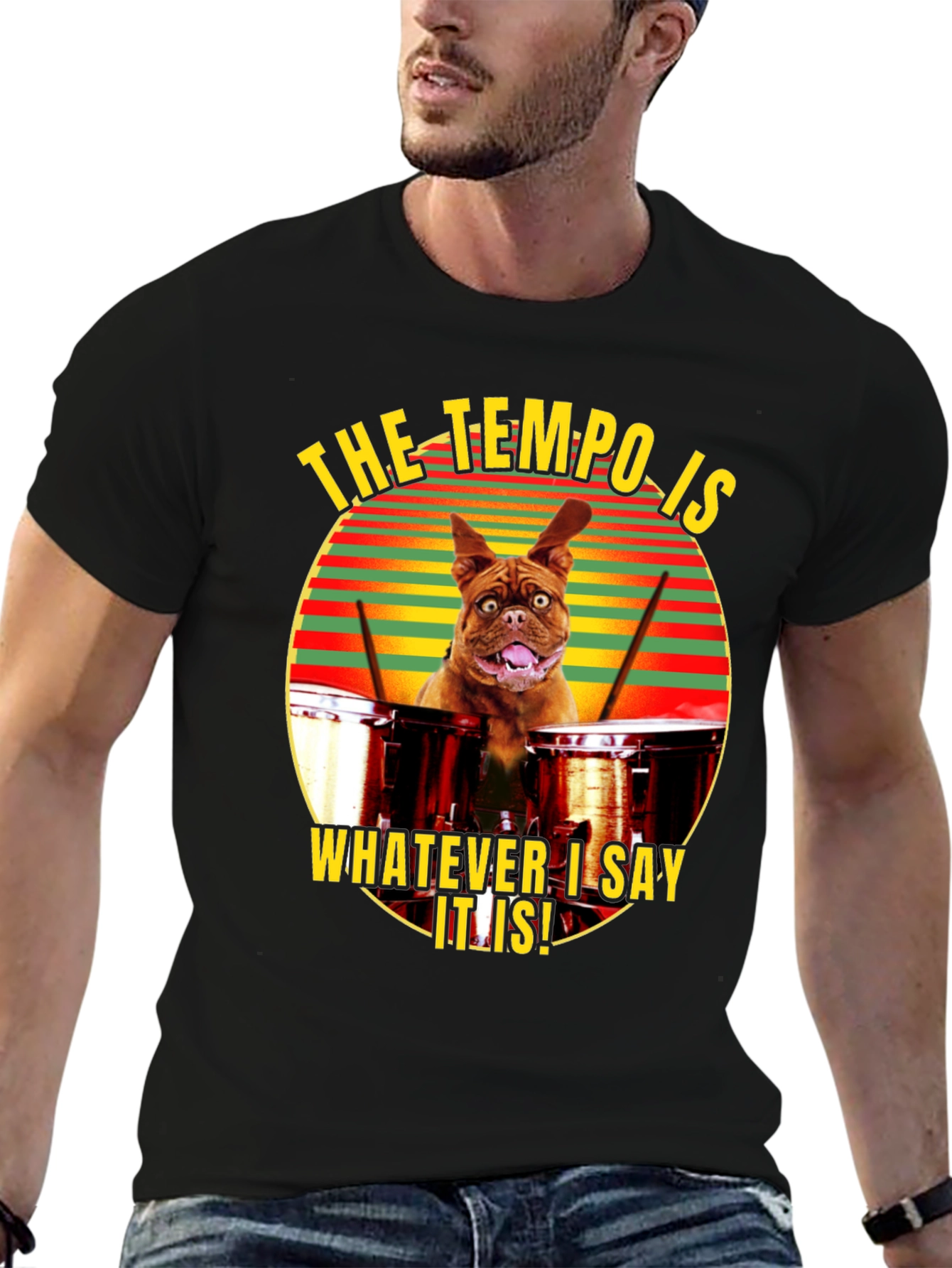Tempo Dog Drummer Graphic T-Shirt