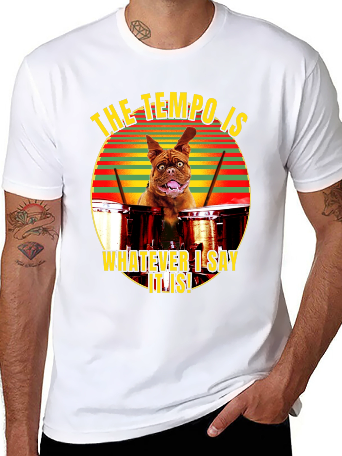 Tempo Dog Drummer Graphic T-Shirt
