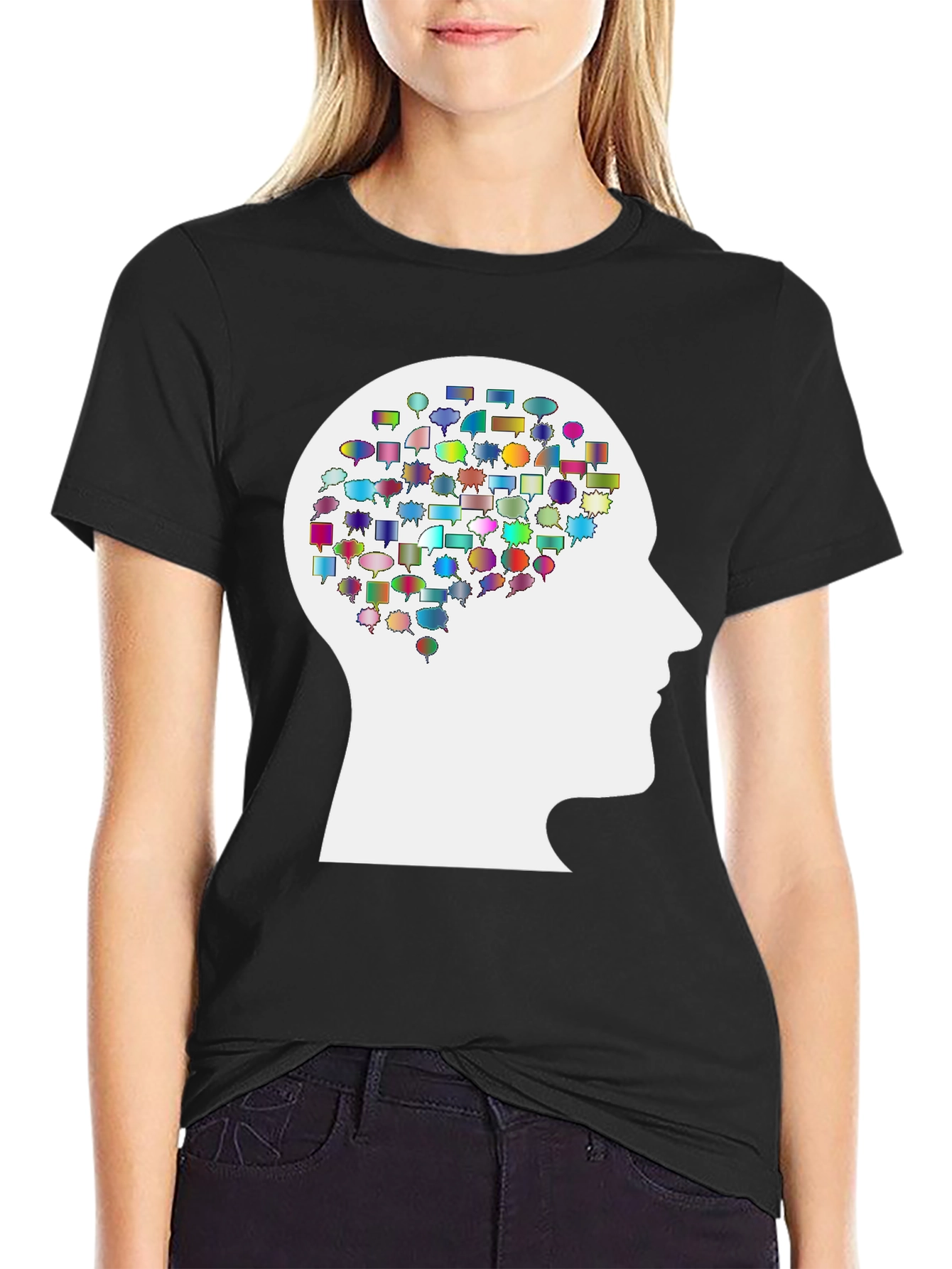 Thoughtful Mind T-Shirt - Black Cotton Blend