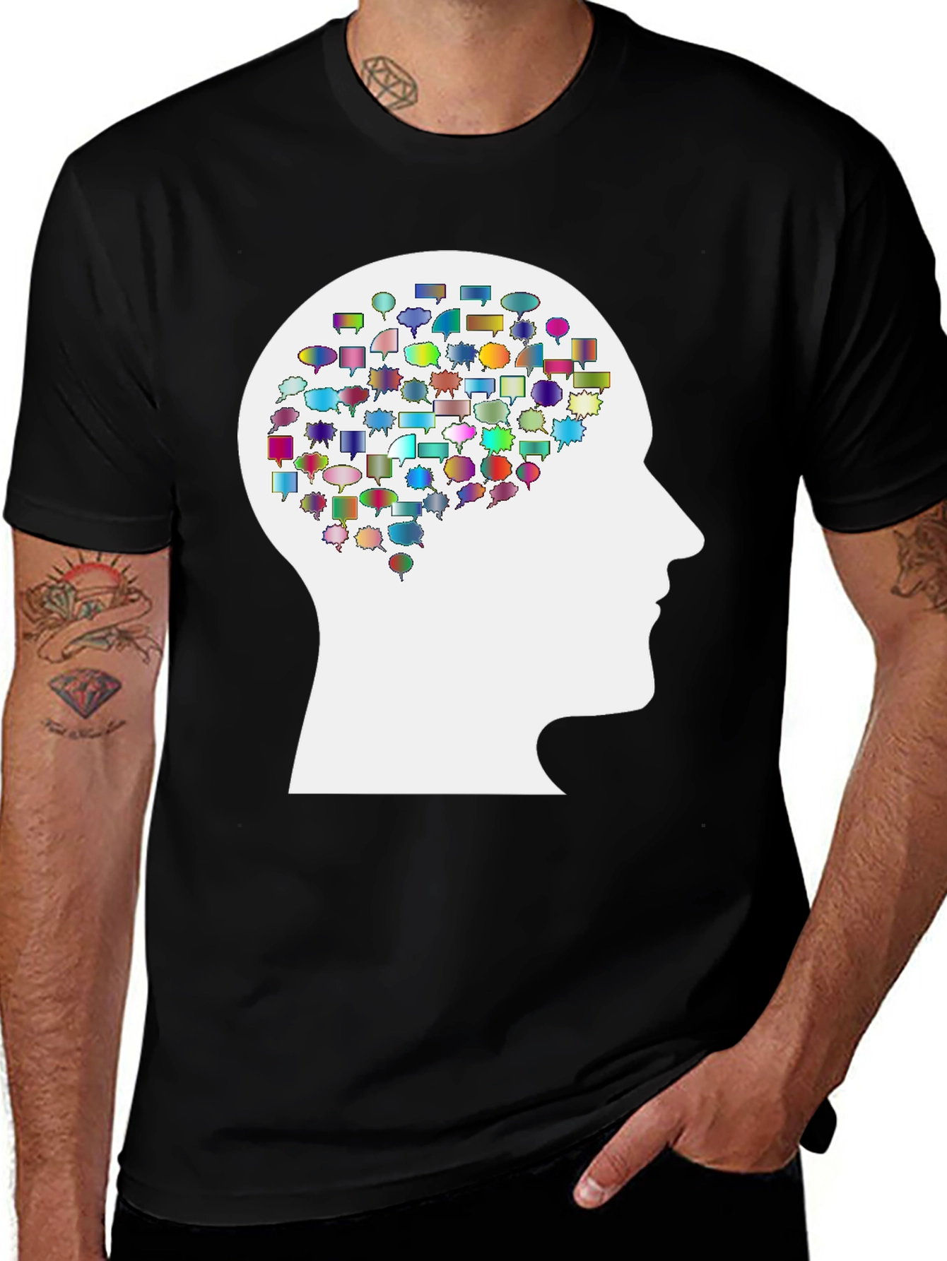 Thoughtful Mind T-Shirt - Black Cotton Blend