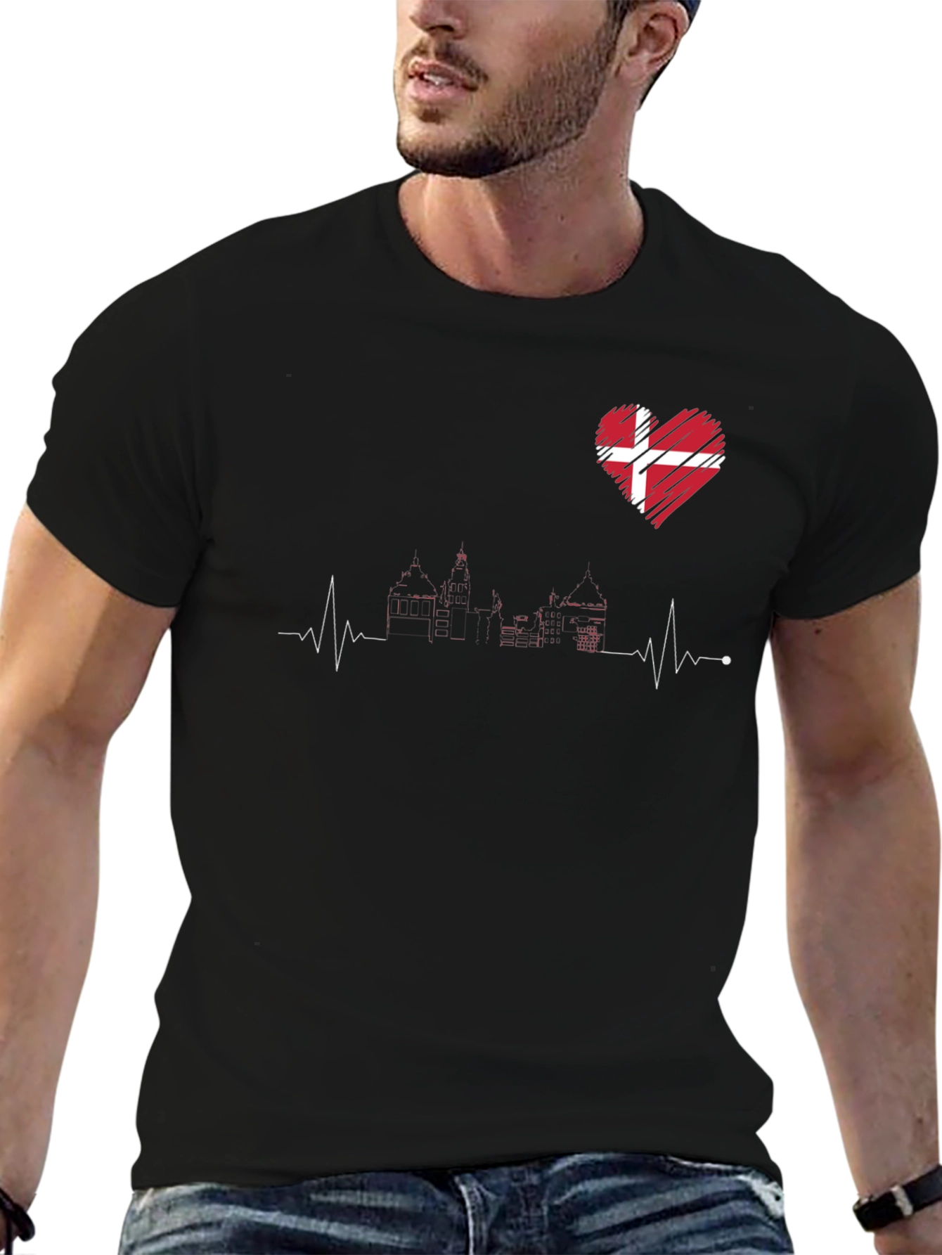 Denmark Love Heartbeat T-Shirt