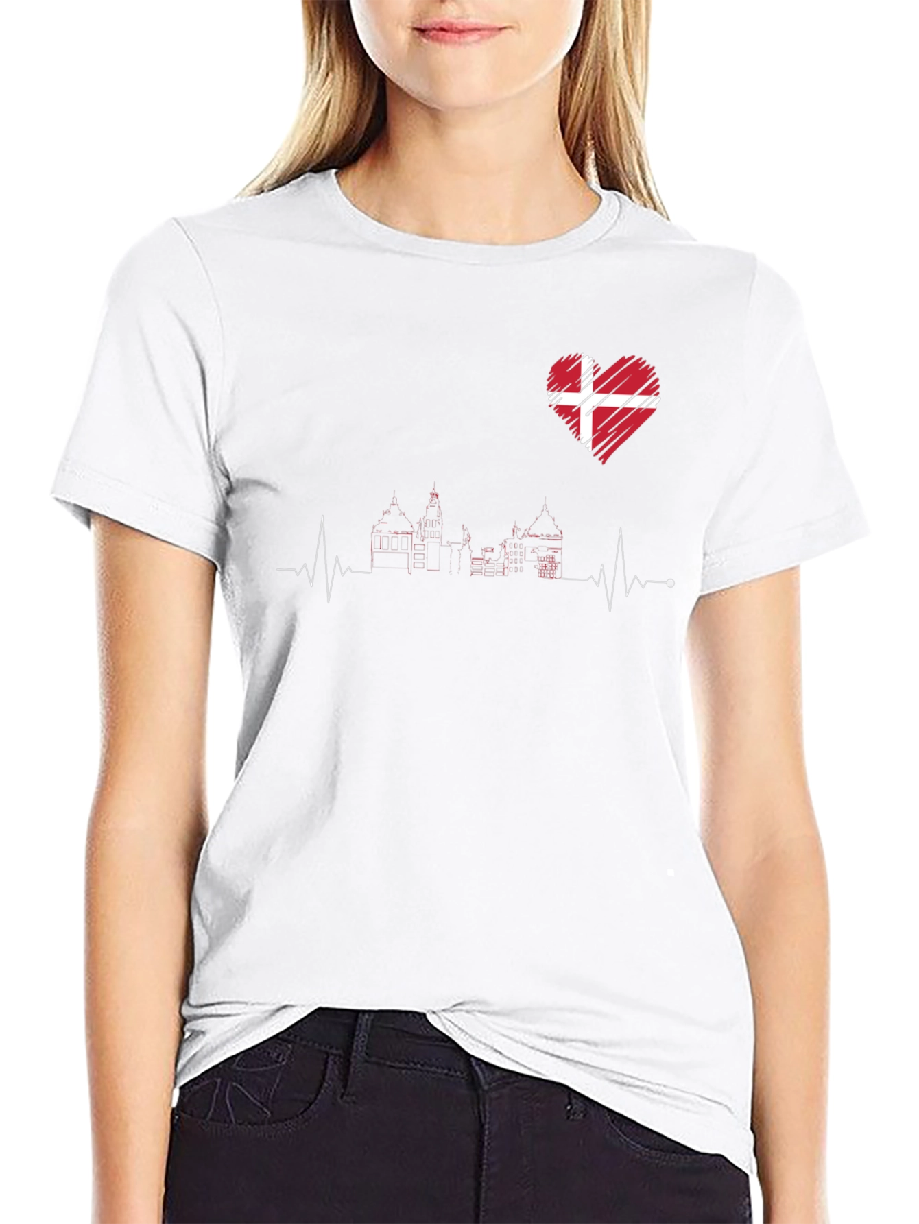 Denmark Love Heartbeat T-Shirt