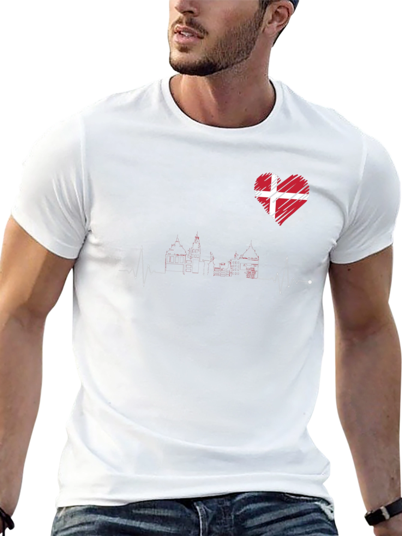 Denmark Love Heartbeat T-Shirt