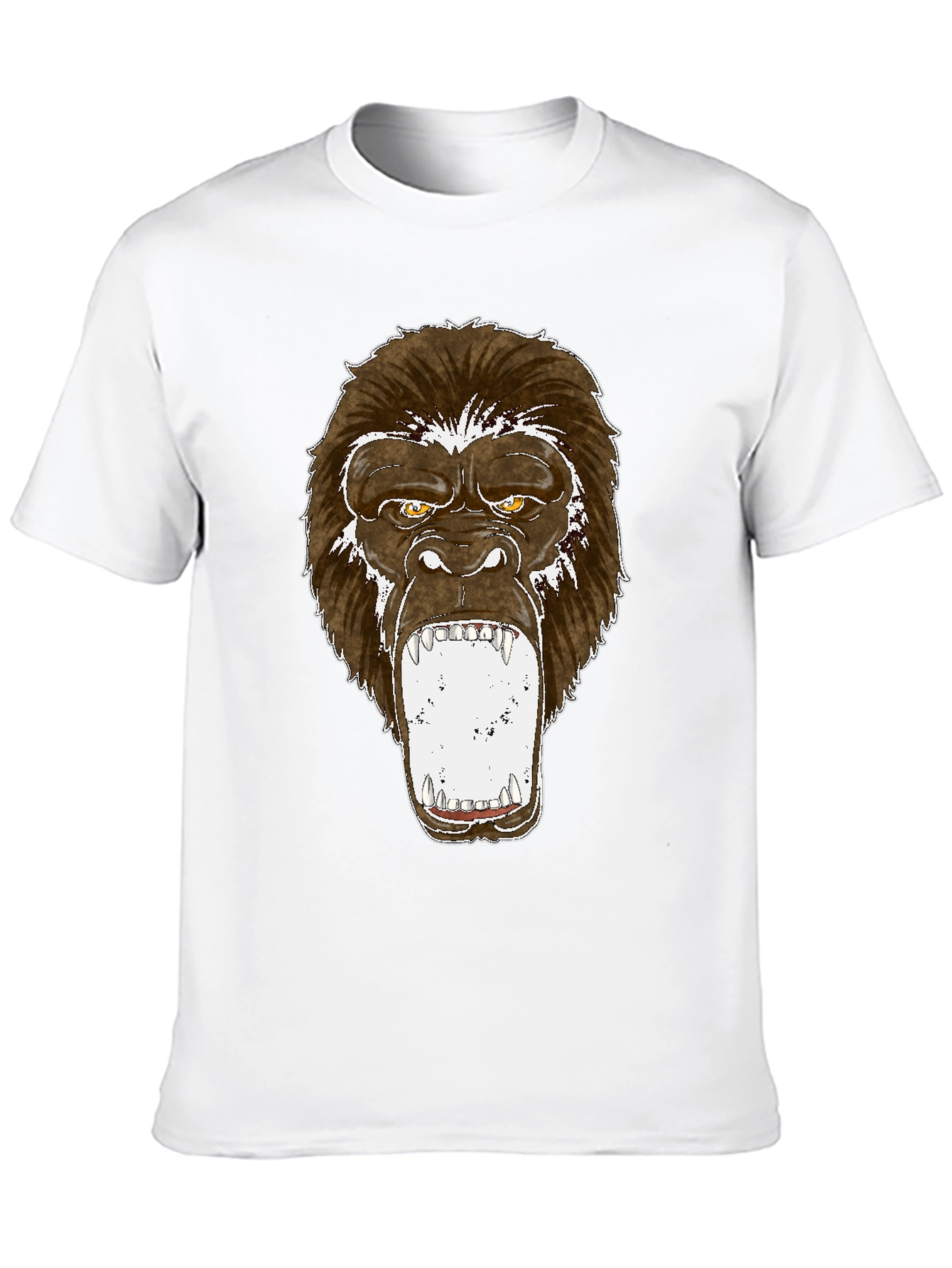 Graphic Tee - Roaring Gorilla Print Black T-Shirt