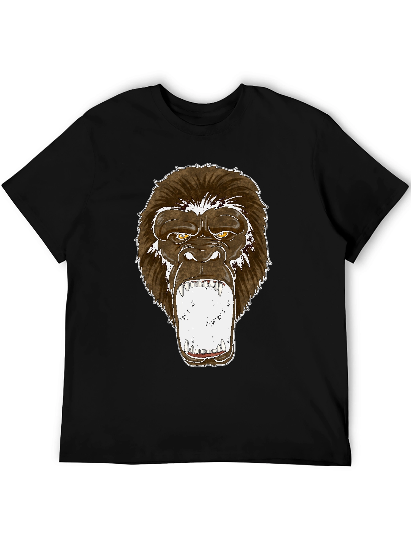 Graphic Tee - Roaring Gorilla Print Black T-Shirt