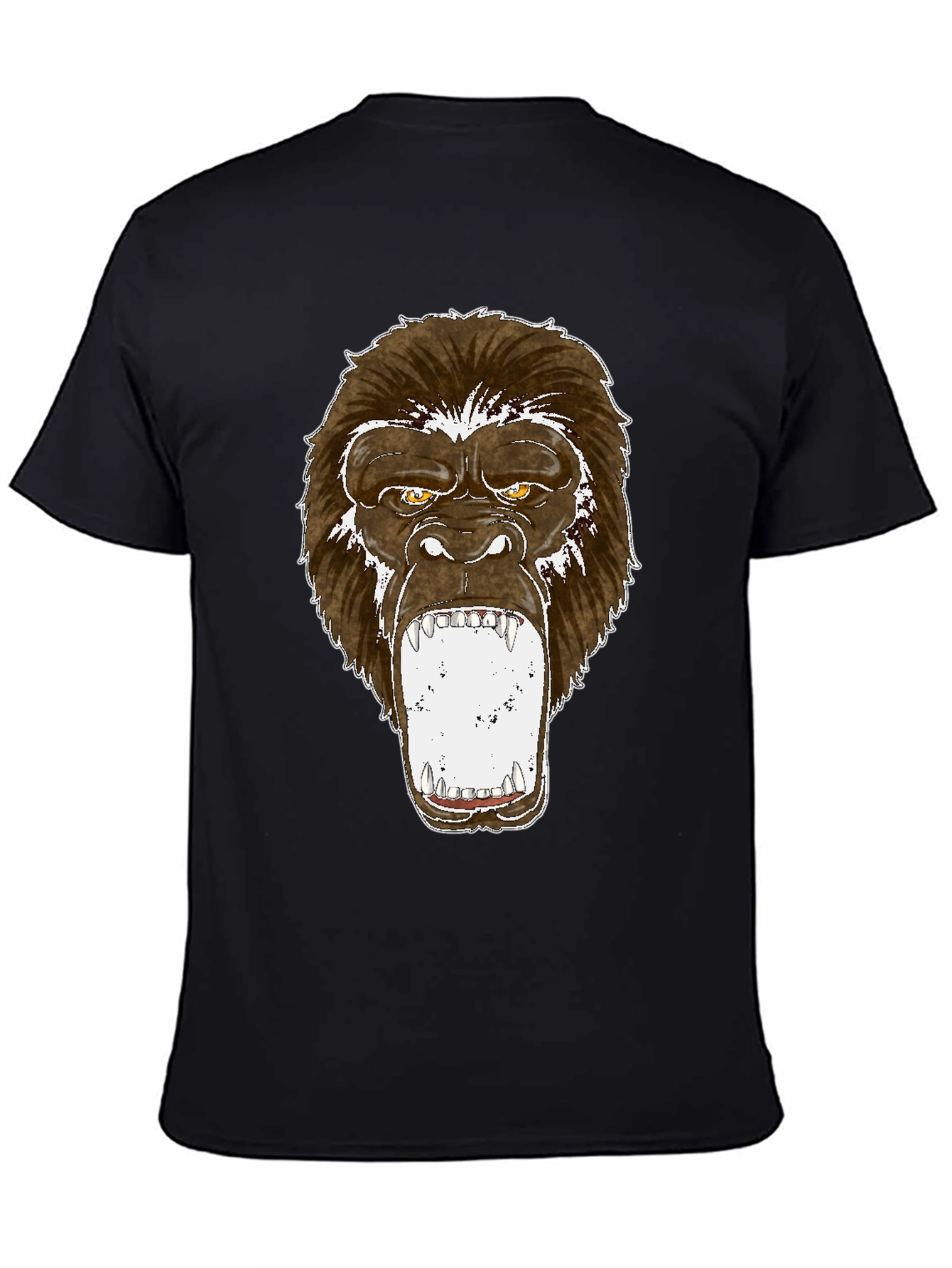 Graphic Tee - Roaring Gorilla Print Black T-Shirt
