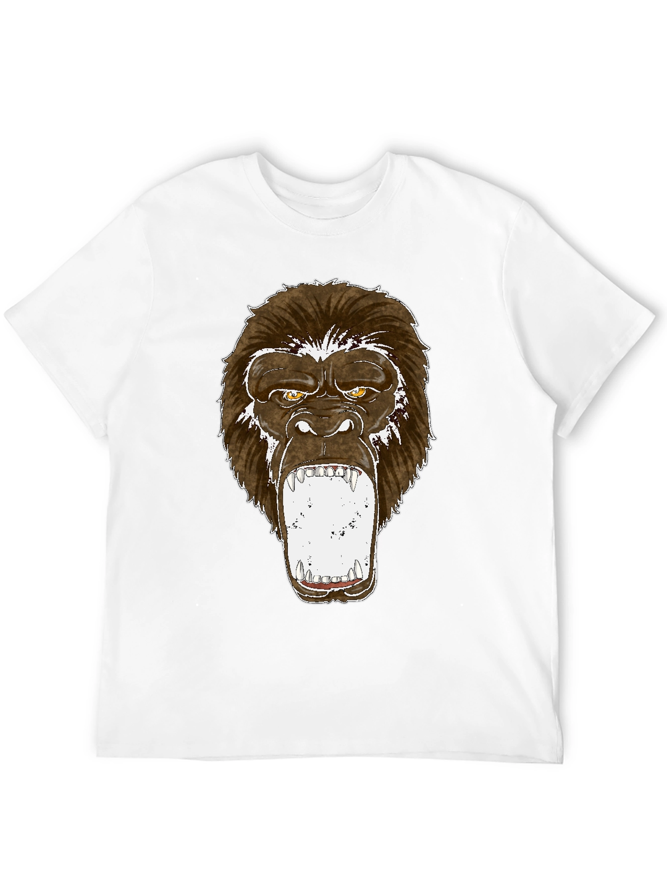 Graphic Tee - Roaring Gorilla Print Black T-Shirt