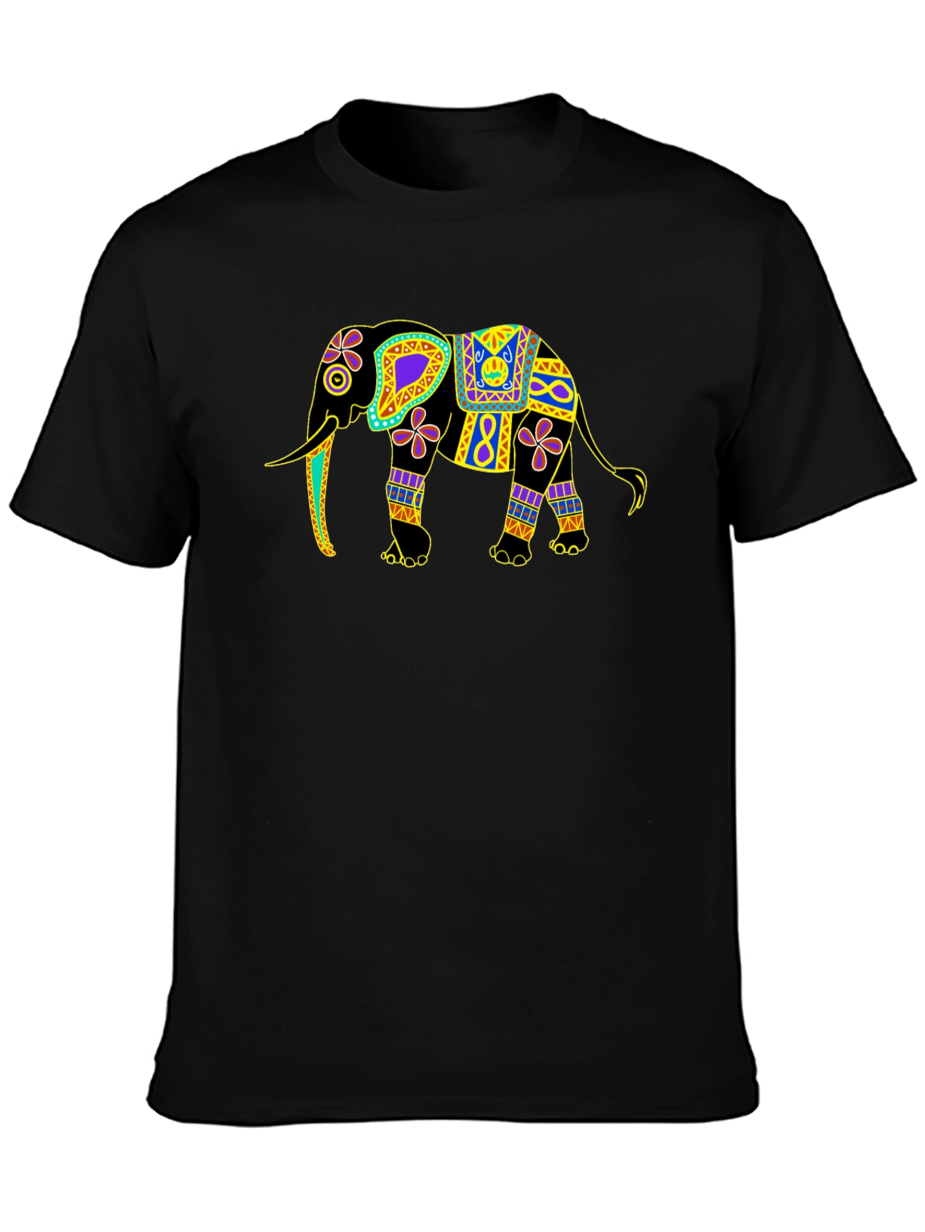 Elephant Graphic Print Black Tee