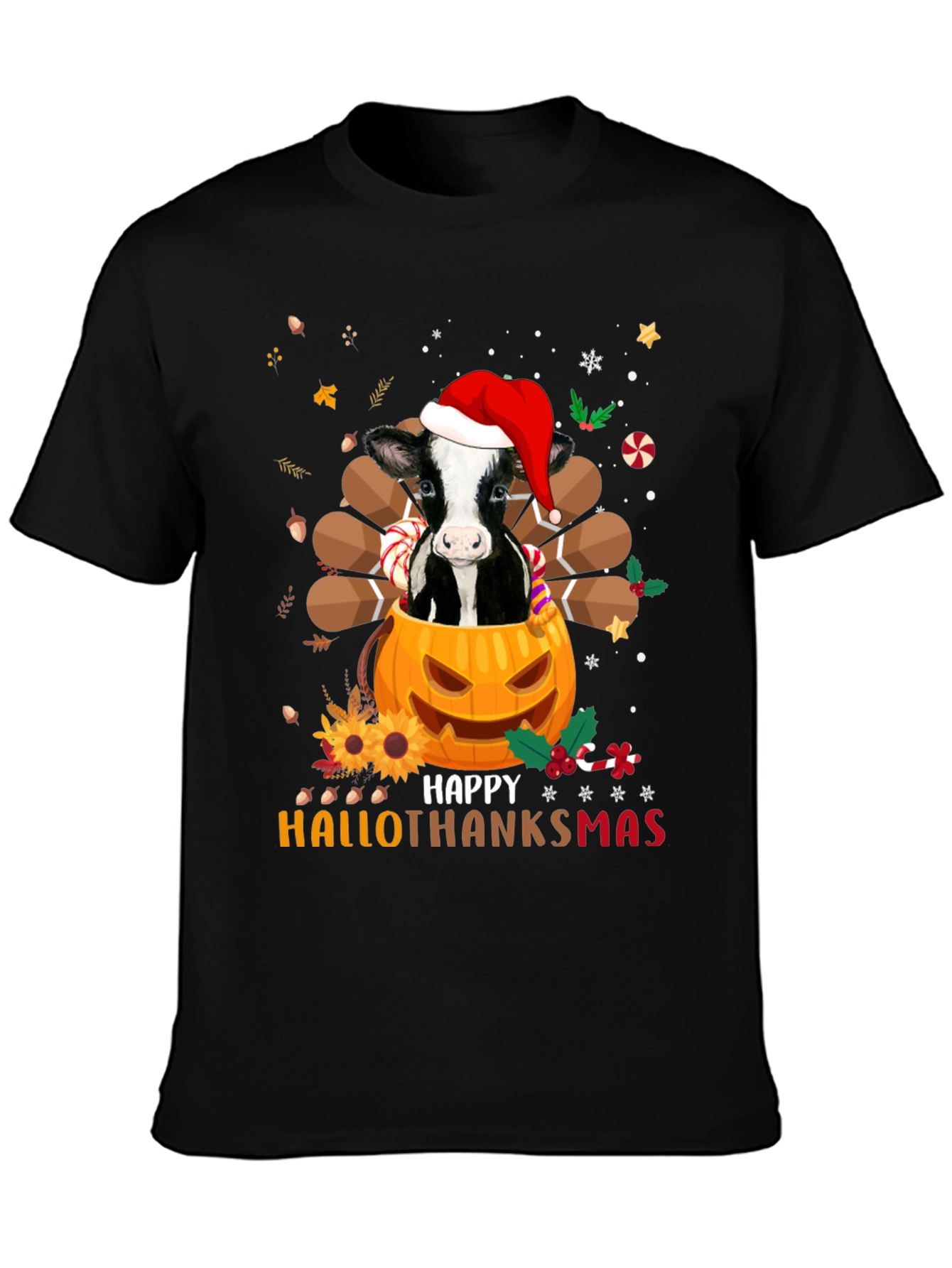 Happy Hallothanksmas Cow T-Shirt
