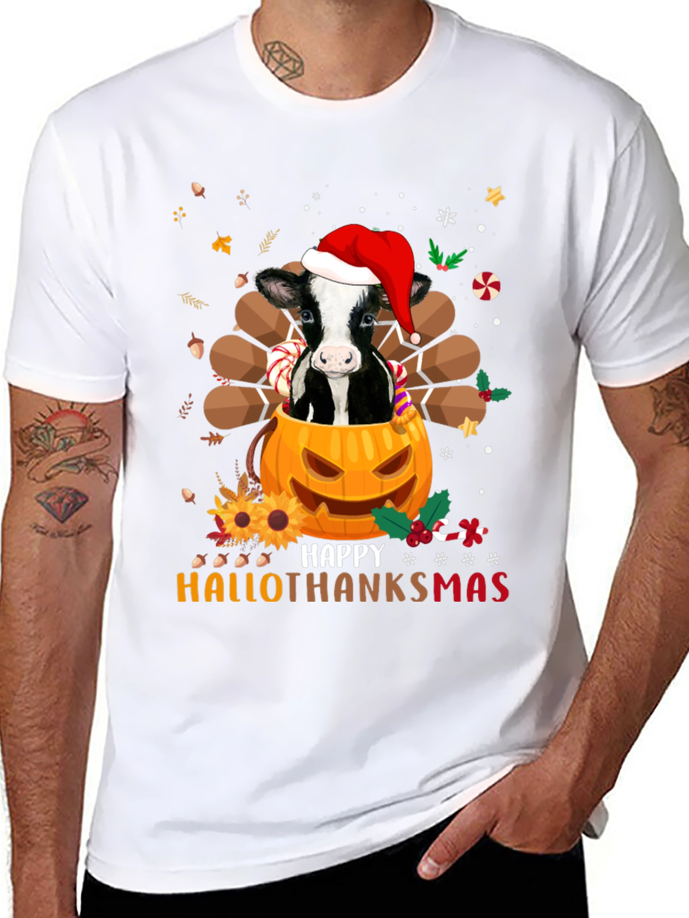 Happy Hallothanksmas Cow T-Shirt