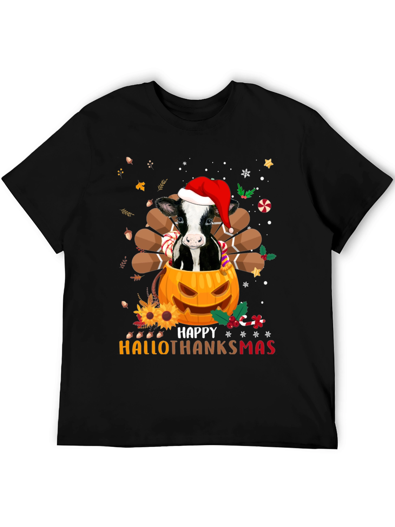 Happy Hallothanksmas Cow T-Shirt