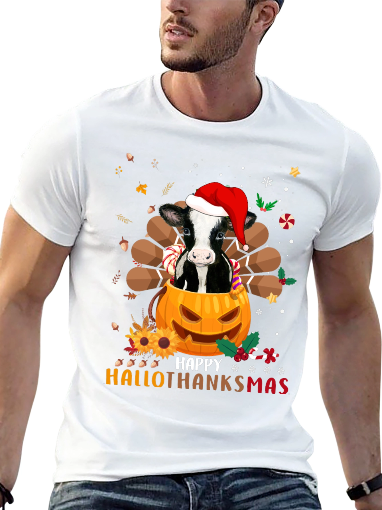 Happy Hallothanksmas Cow T-Shirt