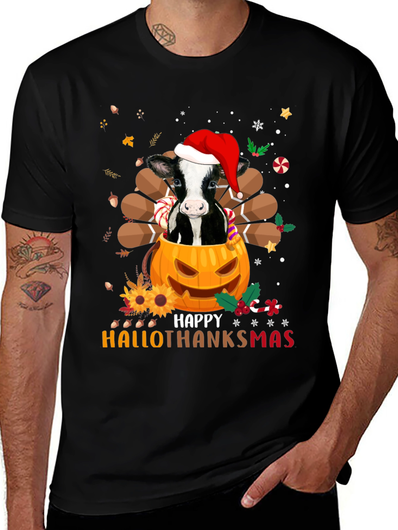 Happy Hallothanksmas Cow T-Shirt