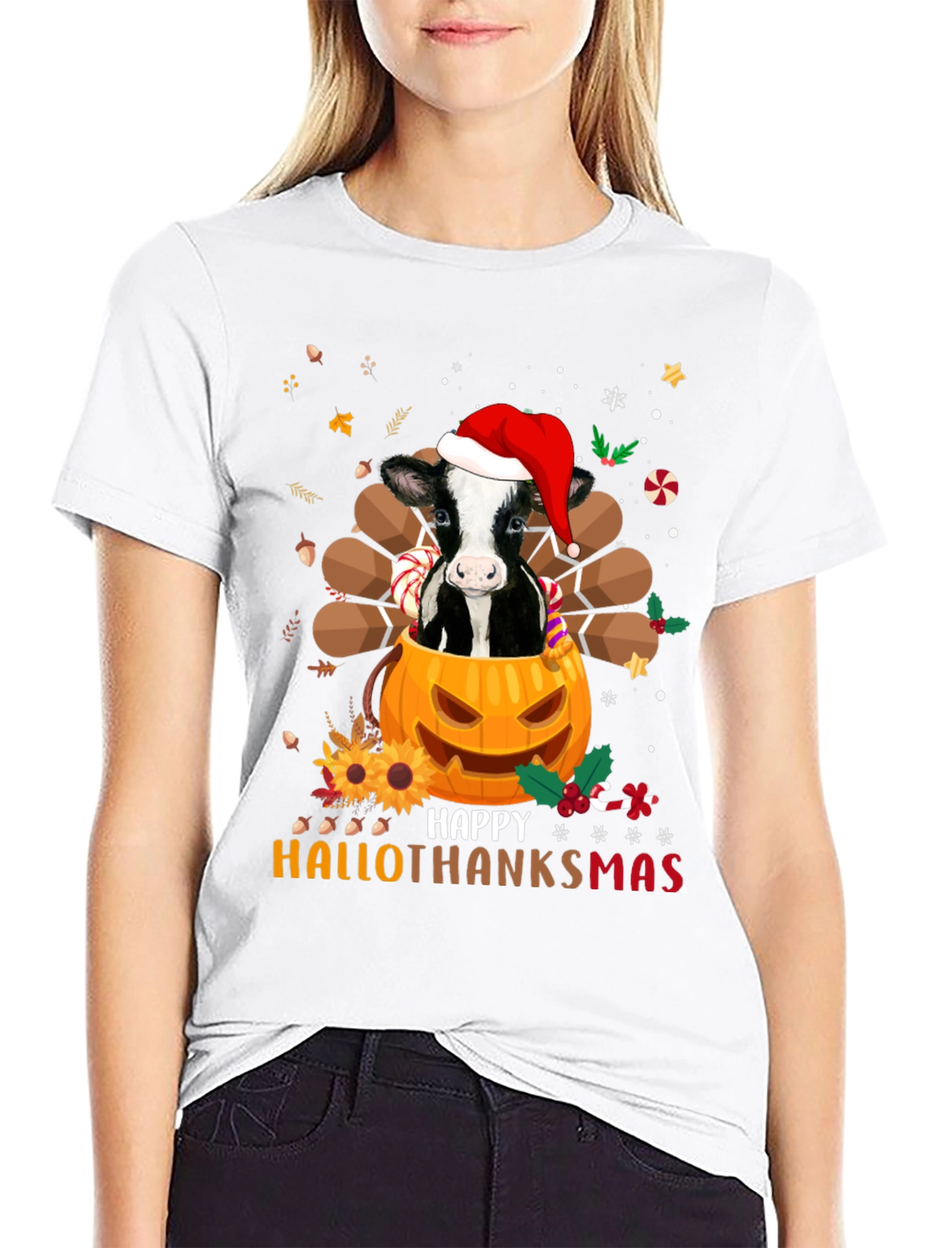Happy Hallothanksmas Cow T-Shirt