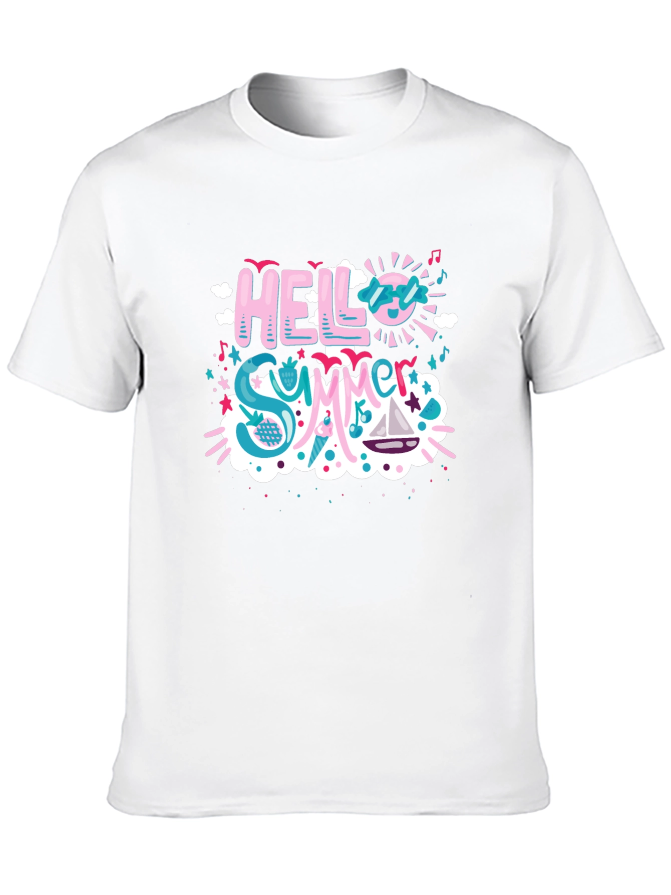 Hello Summer T-Shirt - Black Cotton Blend