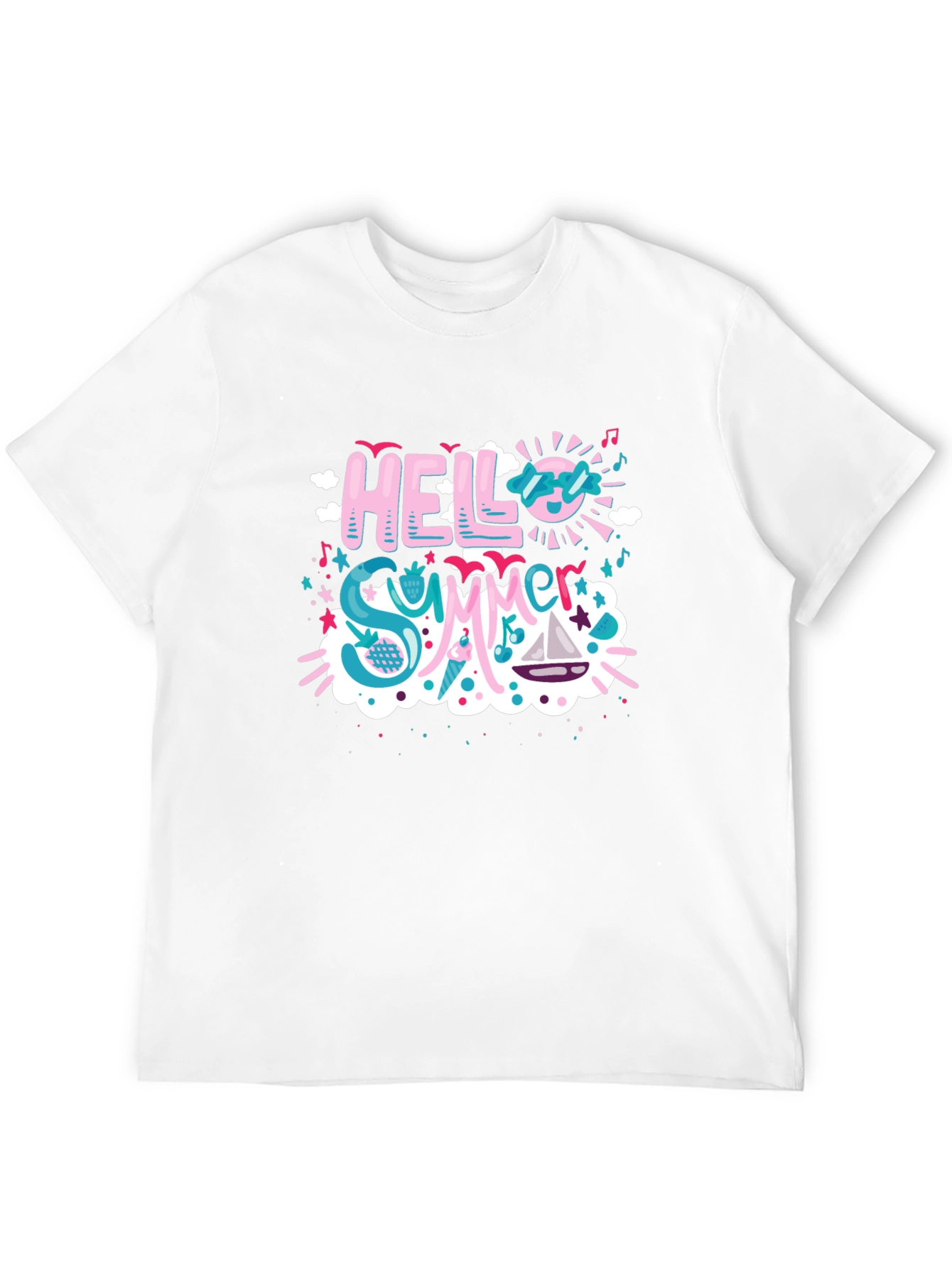 Hello Summer T-Shirt - Black Cotton Blend