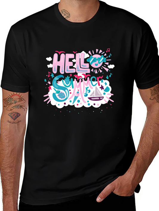 Hello Summer T-Shirt - Black Cotton Blend