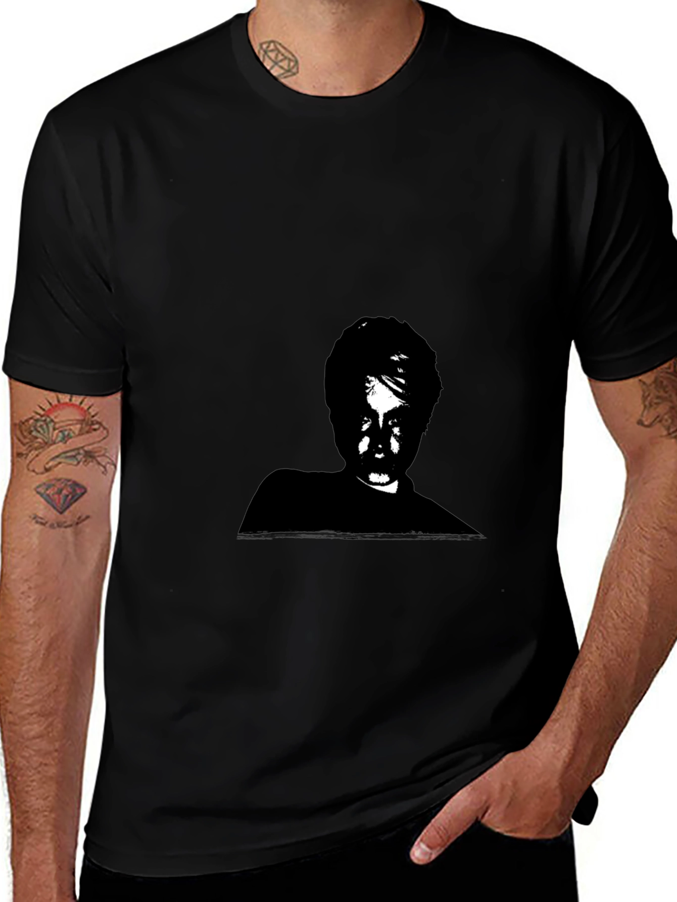 Monochrome Portrait Graphic Tee - Soft Cotton Blend