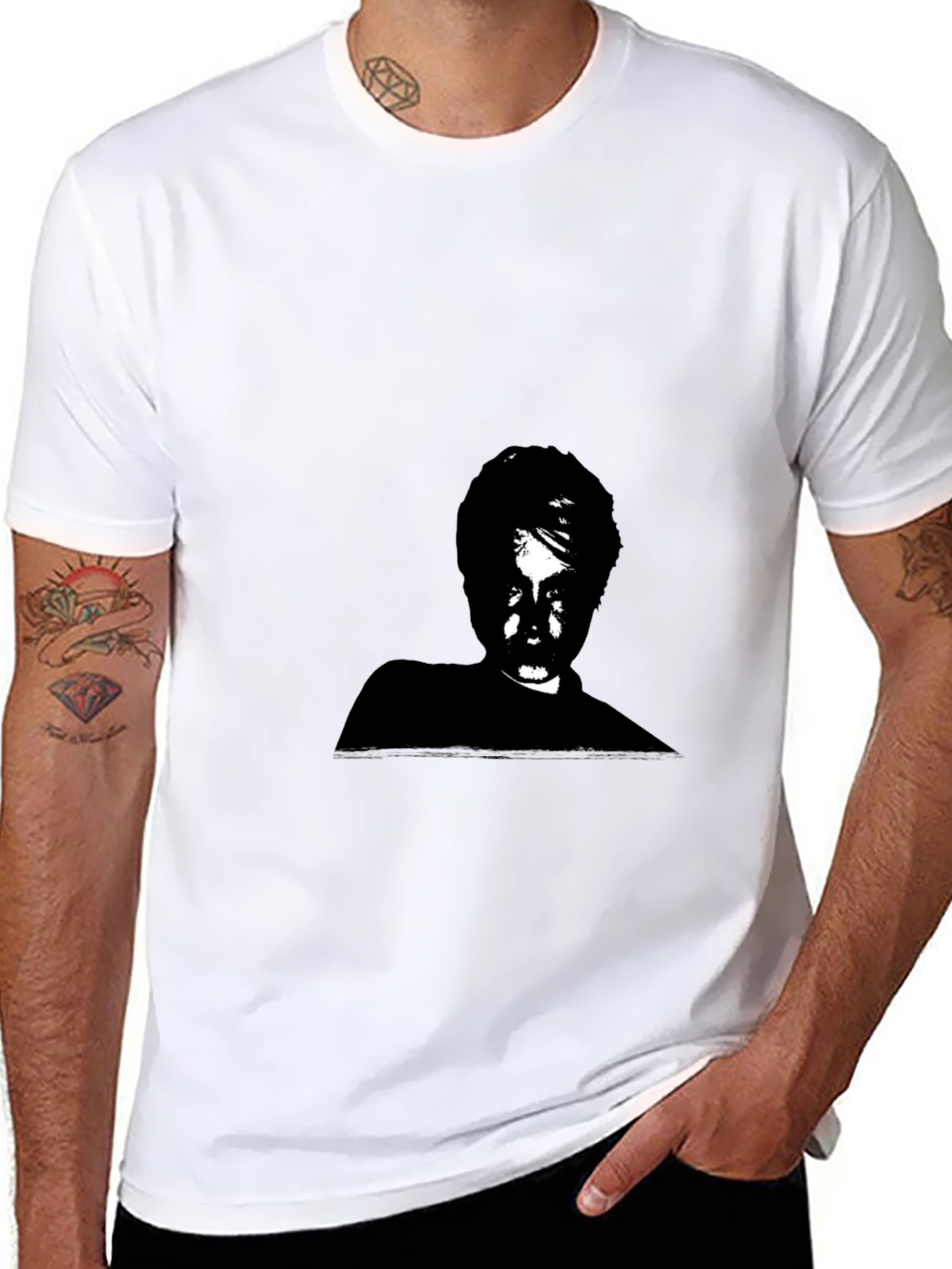 Monochrome Portrait Graphic Tee - Soft Cotton Blend